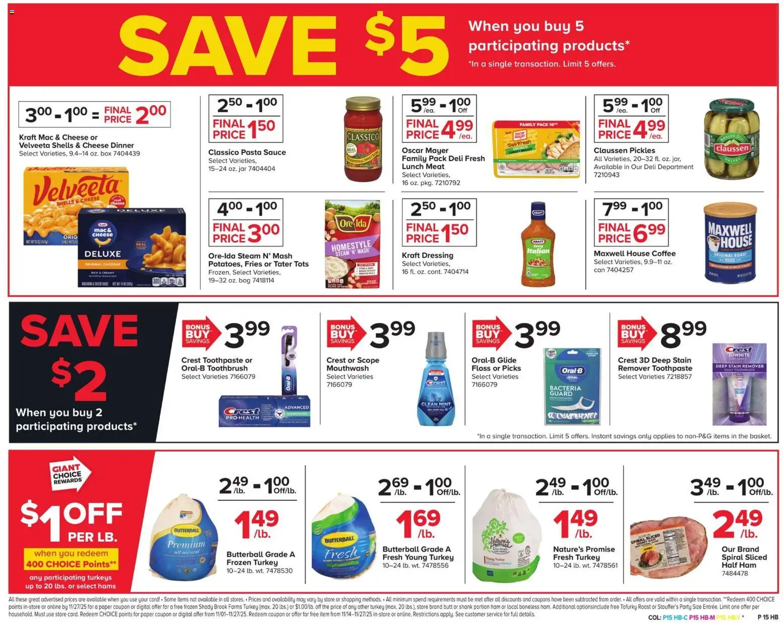 Giant Weekly Ad - valid from 14.11.2025 | Page: 19 | Products: Cheese, Coffee, Mouthwash, Bag