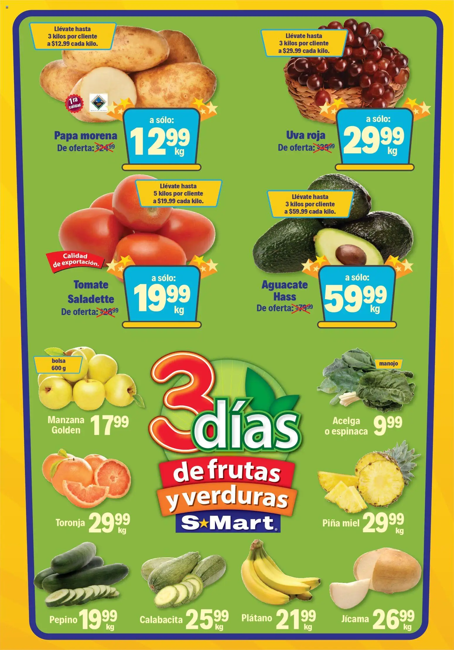 Nuevas ofertas de S-Mart válidas en toda la República Mexicana desde el 28.10.2025. ¡Encuentra las mejores ofertas en S-Mart folleto Reynosa! | Página: 1 | Productos: Plátano, Papa, Toronja, Aguacate