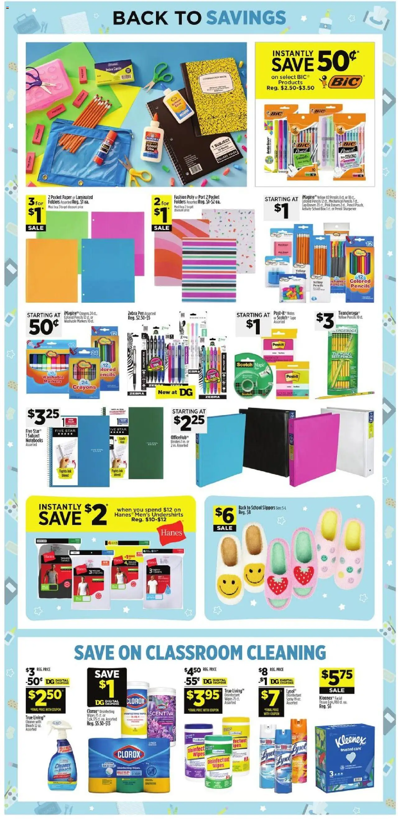 Dollar General Weekly Ad - valid from 17.08.2025 | Page: 7 | Products: Box, Pencil, Ink, Slippers