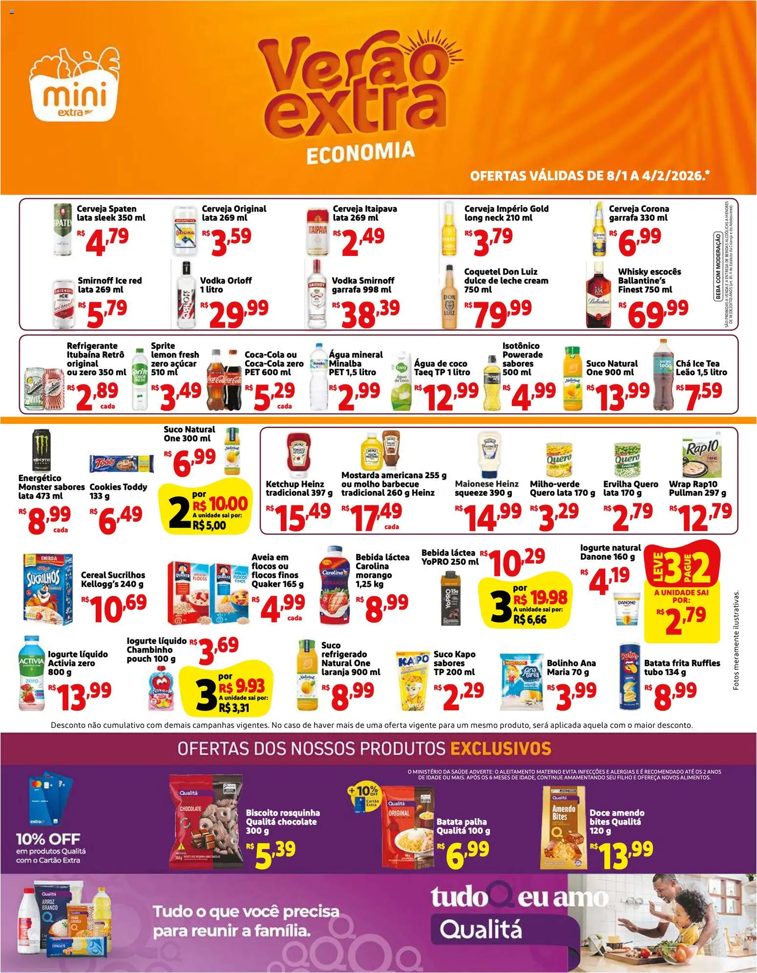 Mini Extra Folheto - válido de 08.01.2026 | Página: 1 | Produtos: Água de coco, Batata palha, Refrigerante, Batata