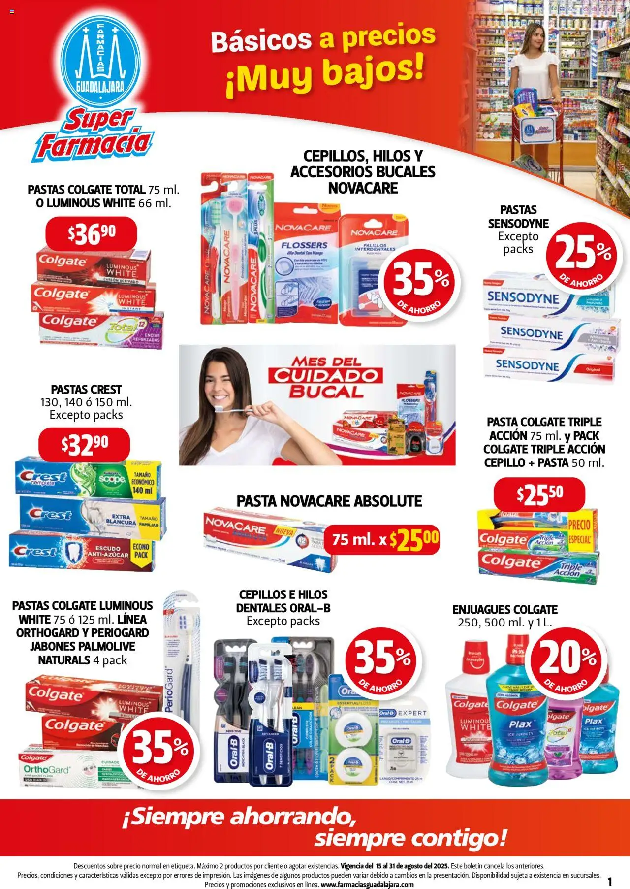 Nuevas ofertas de Farmacia Guadalajara válidas en toda la República Mexicana desde el 15.08.2025. ¡Encuentra las mejores ofertas en Farmacia Guadalajara - Catálogo! | Página: 1 | Productos: Cepillo, Pasta, Sobre