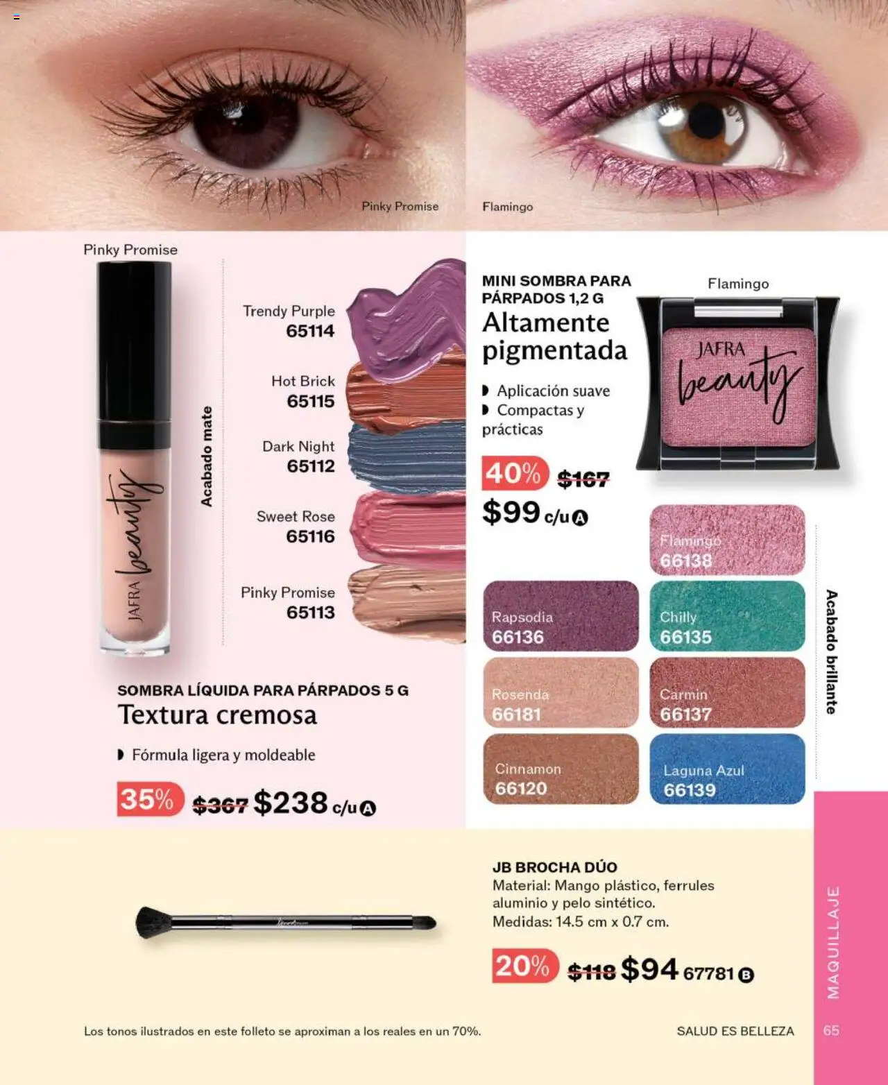 Nuevas ofertas de JAFRA válidas en toda la República Mexicana desde el 01.06.2025. ¡Encuentra las mejores ofertas en JAFRA catálogo! | Página: 65 | Productos: Mango, Sombra, Mate, Maquillaje