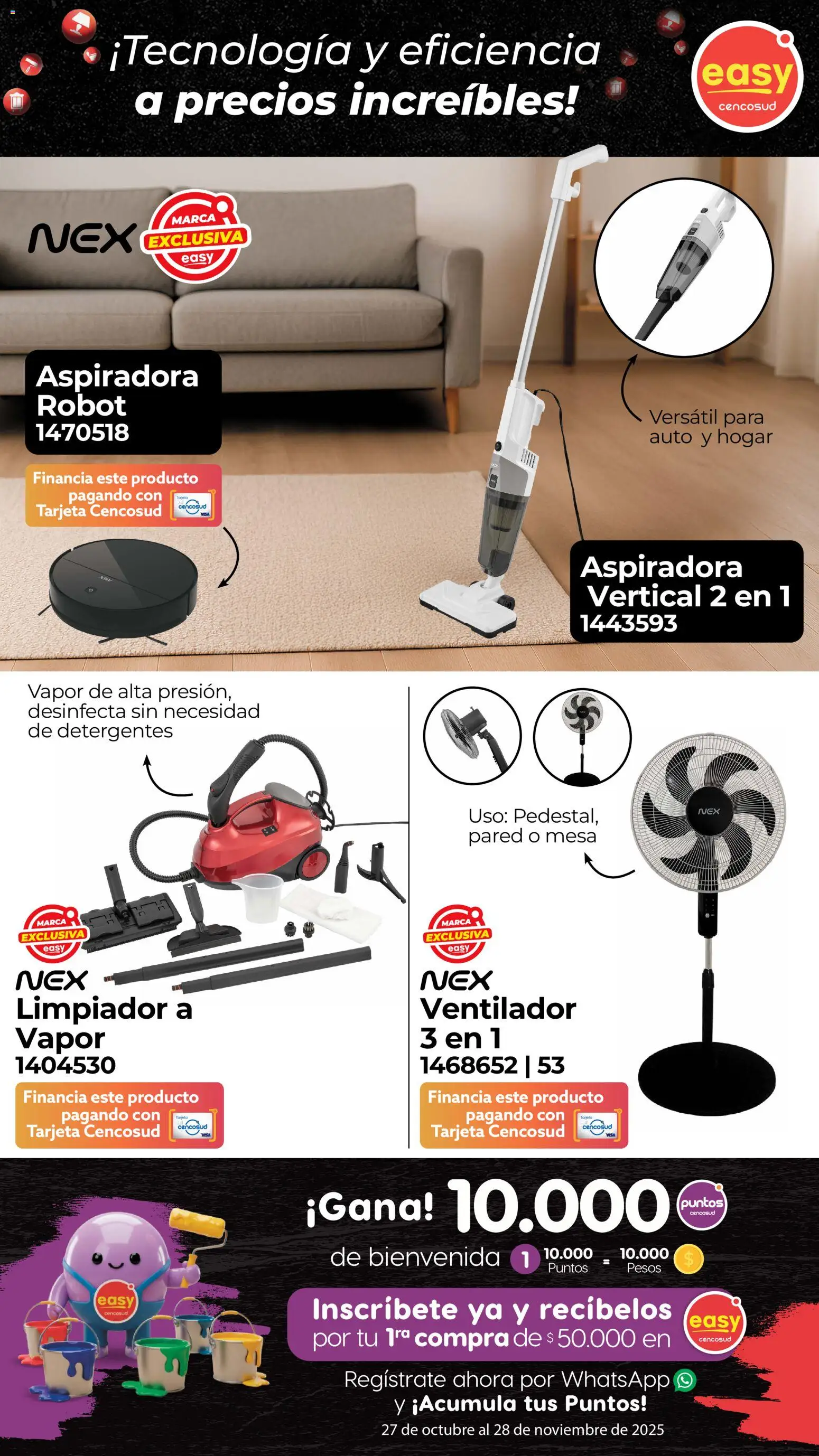 Easy revista - valida desde el 27.10.2025 | Página: 6 | Productos: Aspiradora, Ventilador, Robot, Mesa