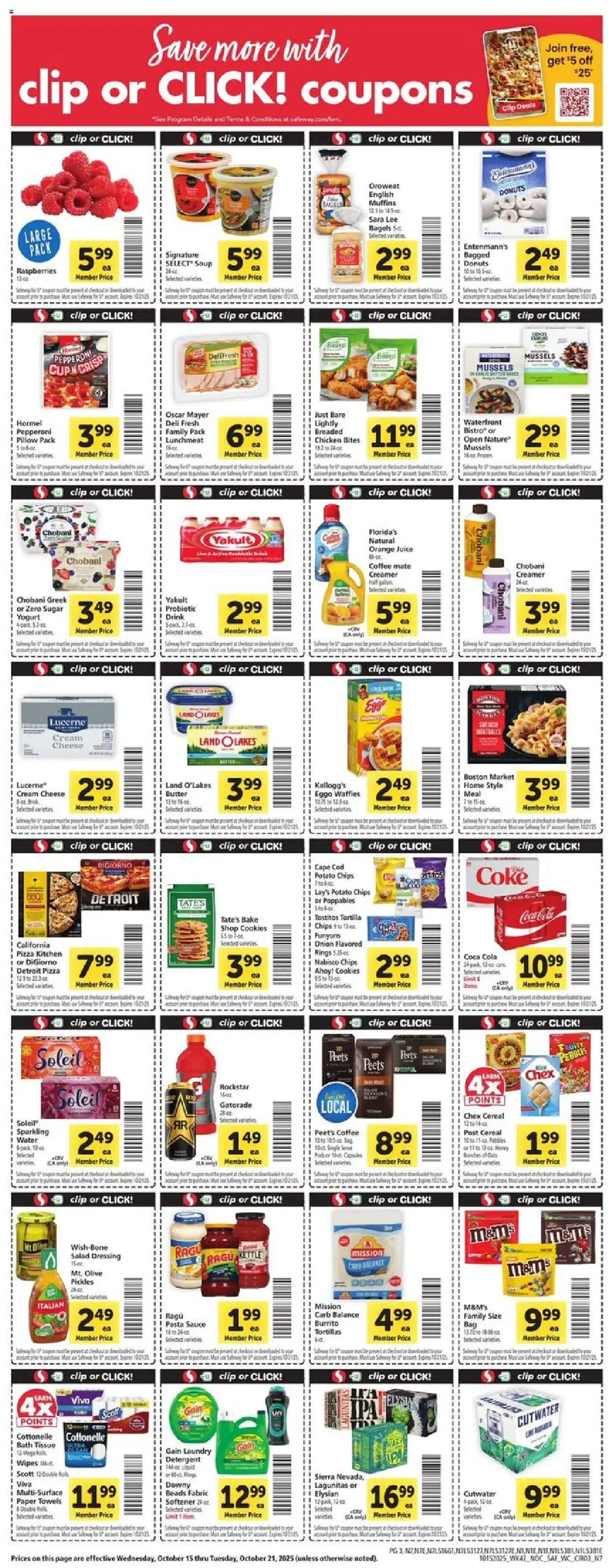 Safeway Weekly Ad - valid from 15.10.2025 | Page: 3 | Products: Pillow, Yogurt, Pizza, Sugar