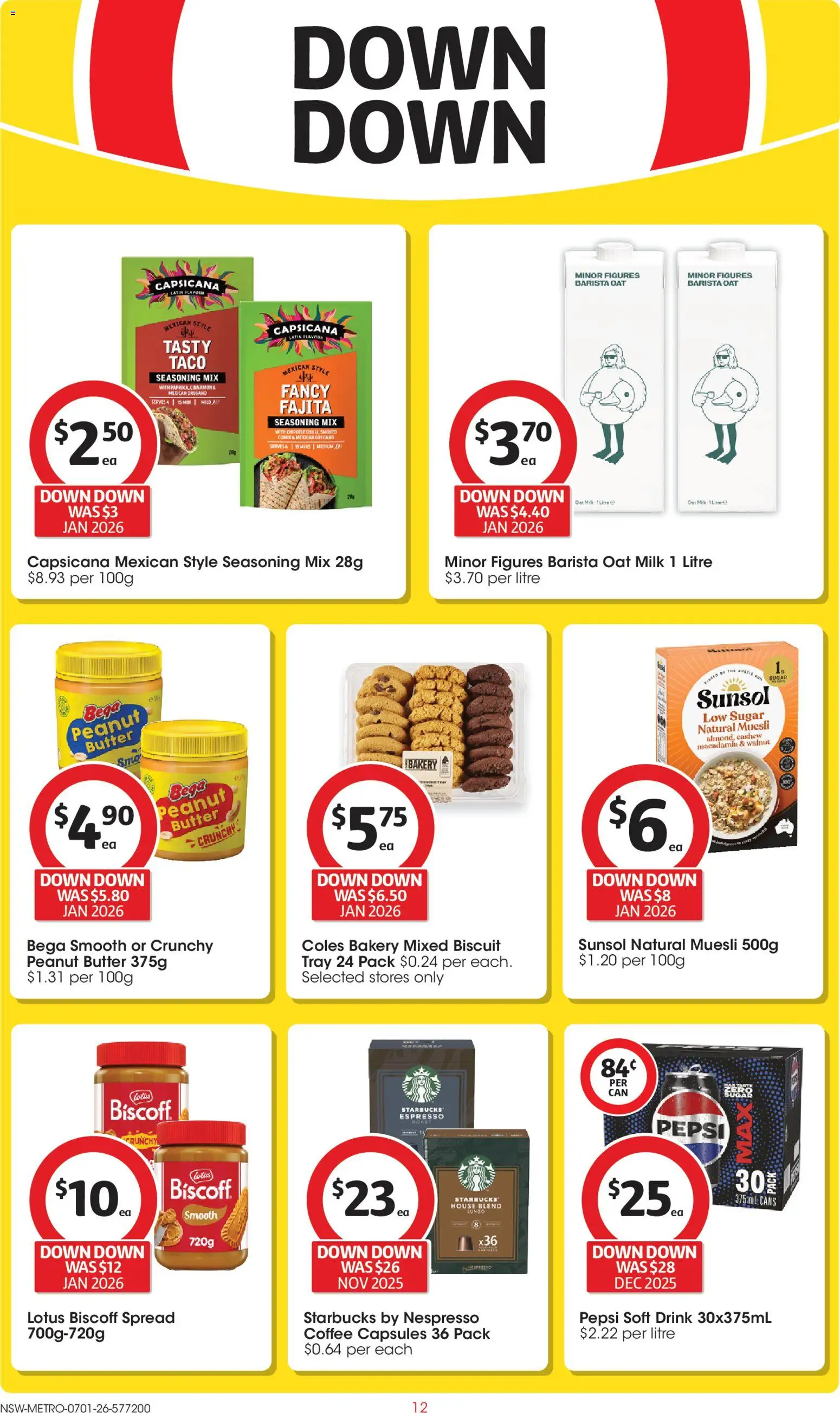 Coles catalogue - valid from 07.01.2026 | Page: 12 | Products: Milk, Pepsi, Oregano, Sugar