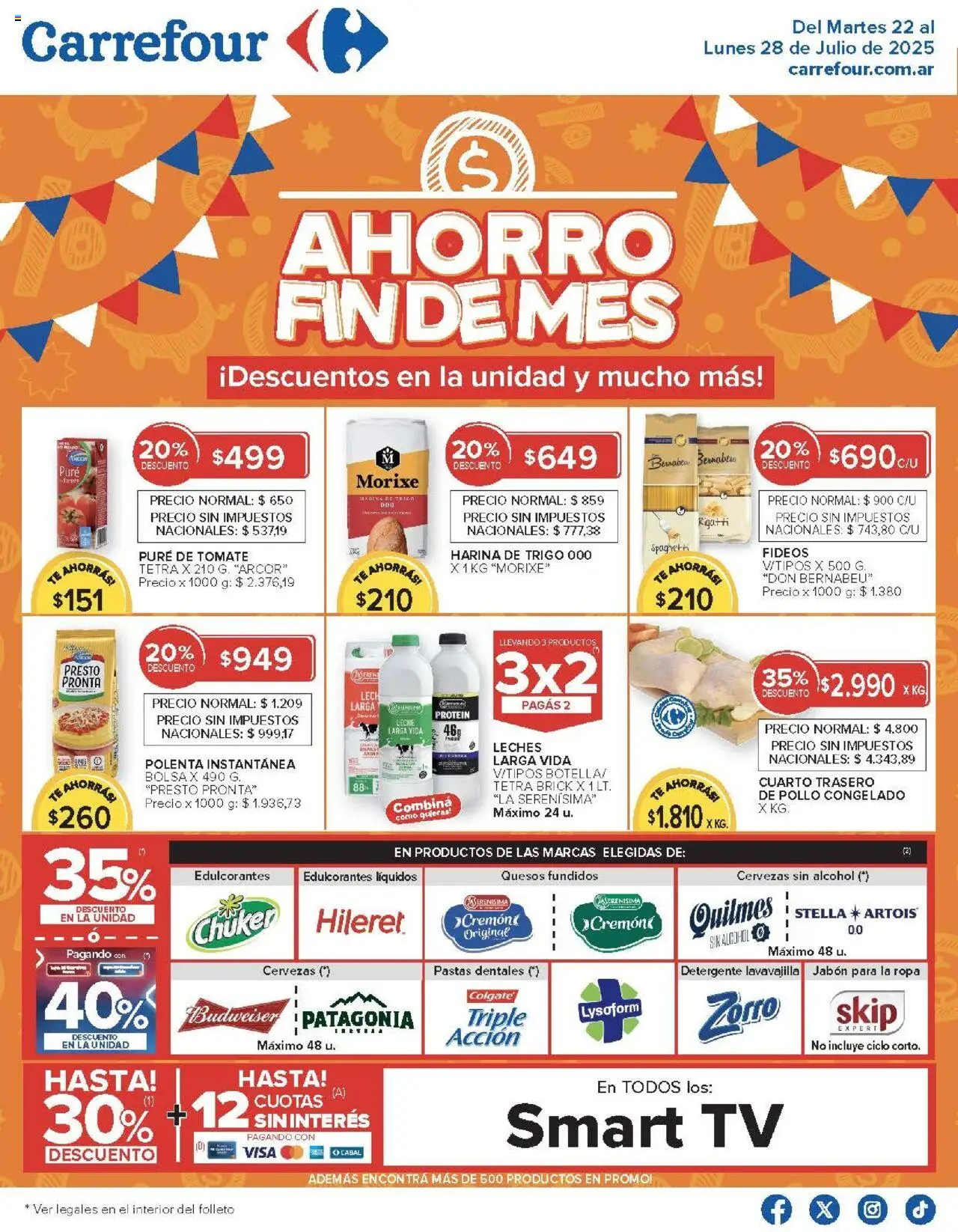 Carrefour ofertas - Córdoba │ válido desde el 22.07.2025 | Página: 1 | Productos: Bolsa, Detergente, Pure de Tomate, Fideos