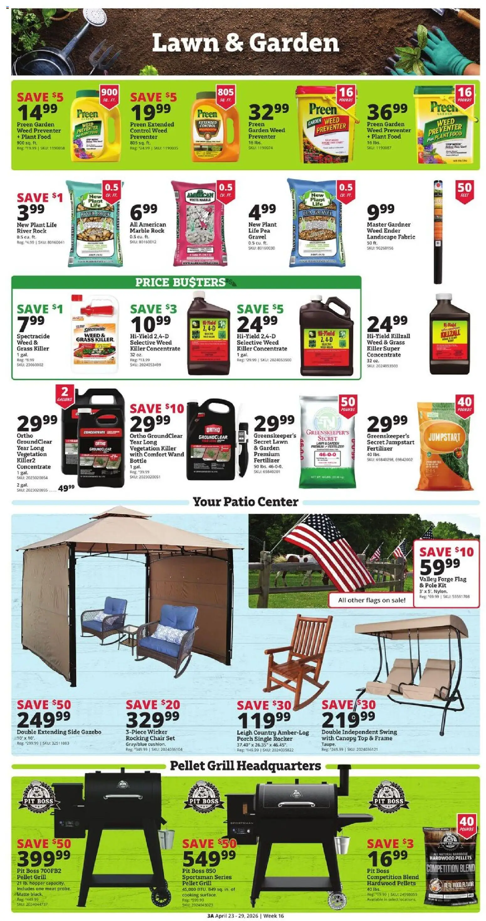 Rural King Weekly Ad - valid from 23.04.2026 | Page: 3 | Products: Chair, Pea, Grill
