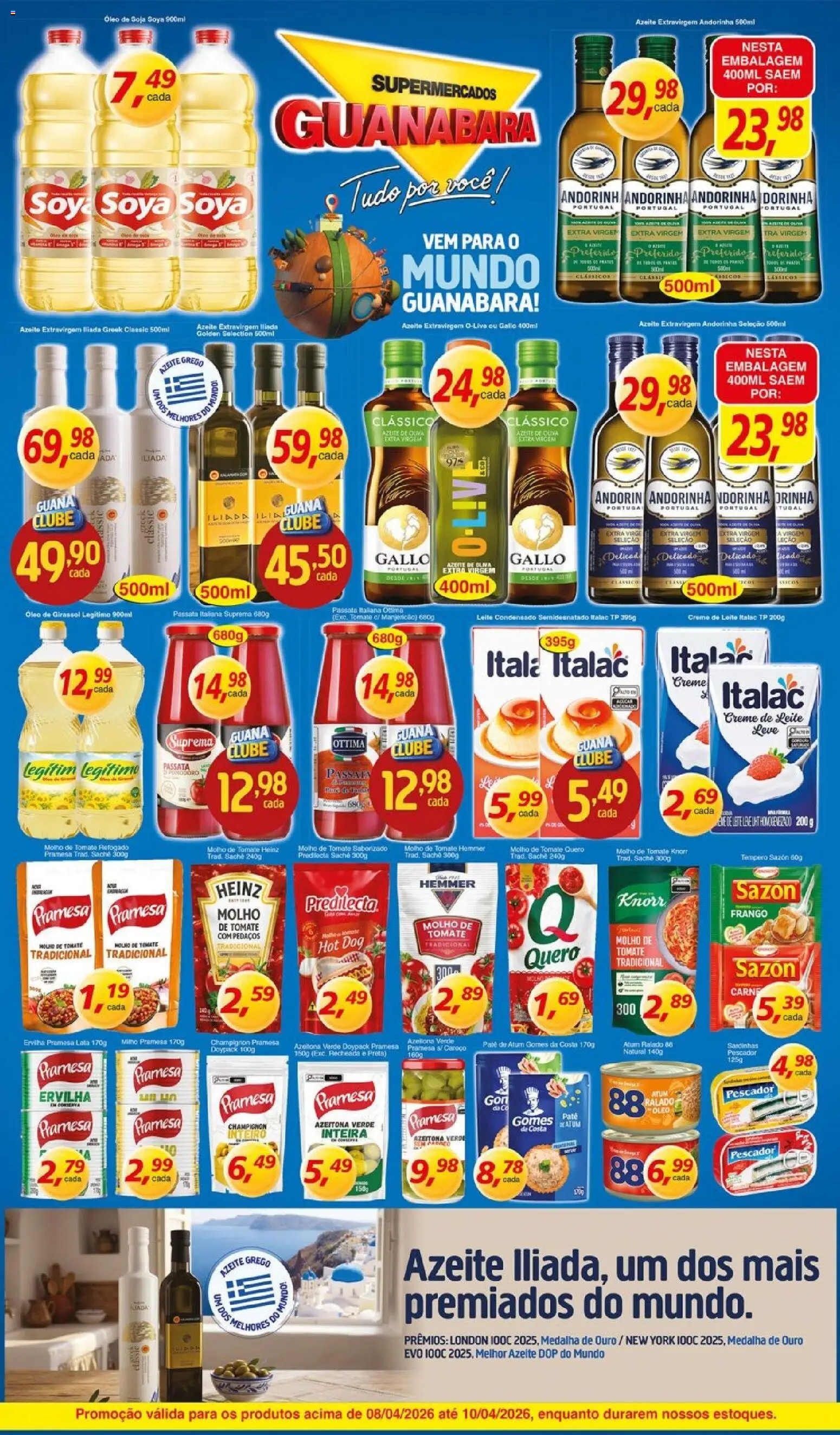Supermercados Guanabara Folheto - válido de 08.04.2026 | Página: 3 | Produtos: Gomes da costa, Mel, Creme de leite, Soja