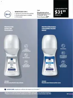 Nuevas ofertas de AVON válidas en toda la República Mexicana desde el 09.08.2025. ¡Encuentra las mejores ofertas en Desodorante roll-on Antitranspirante 3 en 1, Desodorante roll-on Antitranspirante 3 en 1, 2 variantes. 48 ml! | Página: 196