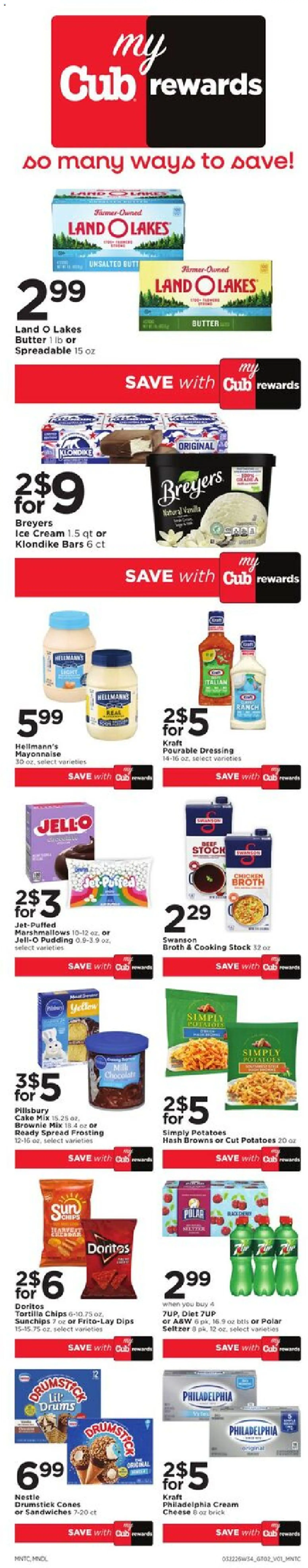 Cub Foods Weekly Savings - MN - valid from 22.03.2026 | Page: 2 | Products: Butter, Chips, Cream, Potatoes