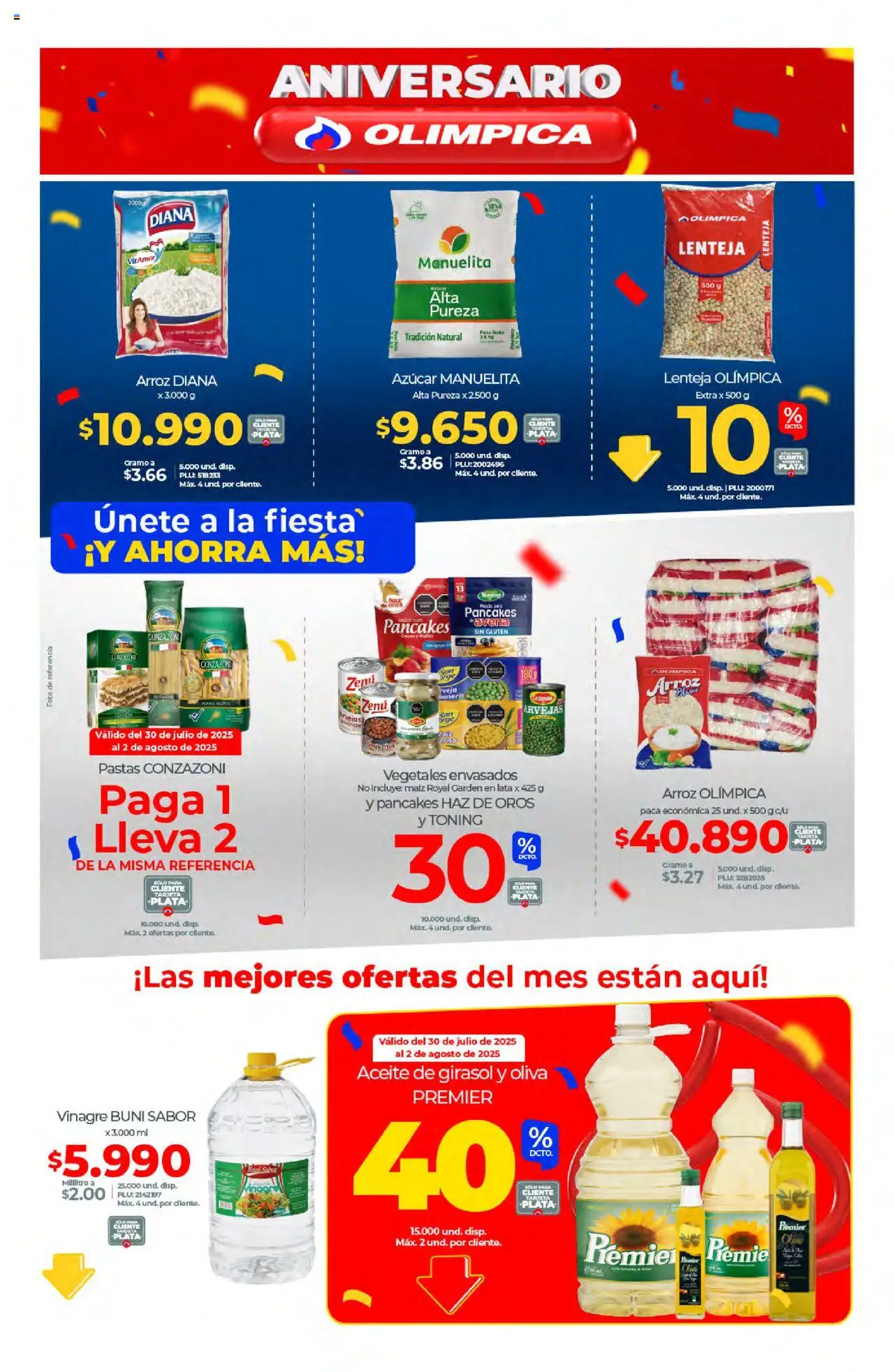 Olímpica revista - valida desde el 30.07.2025 | Página: 2 | Productos: Arroz, Peso, Taburete, Aceite