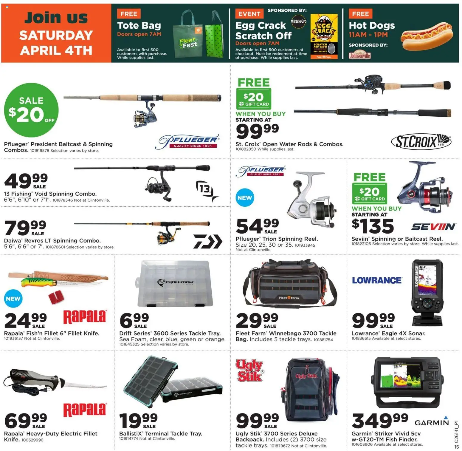 Mills Fleet Farm Weekly Ad - valid from 30.03.2026 | Page: 24 | Products: Fish, Terminal Tackle, Hot Dogs, Bag