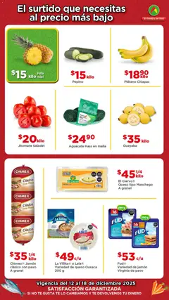 Vista previa de Bodega Aurrerá folleto Ofertas, nuevo folleto de la tienda, válido en México a partir del 12.12.2025 | Página: 2 | Productos: Queso, Aguacate, Piña, Té