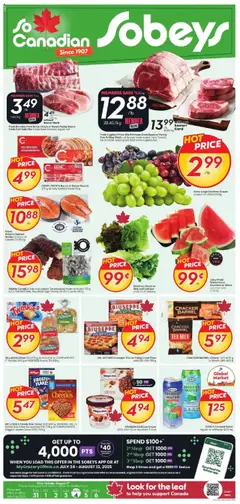 Preview of Sobeys weekly flyer / circulaire from shop Sobeys valid from 31.07.2025