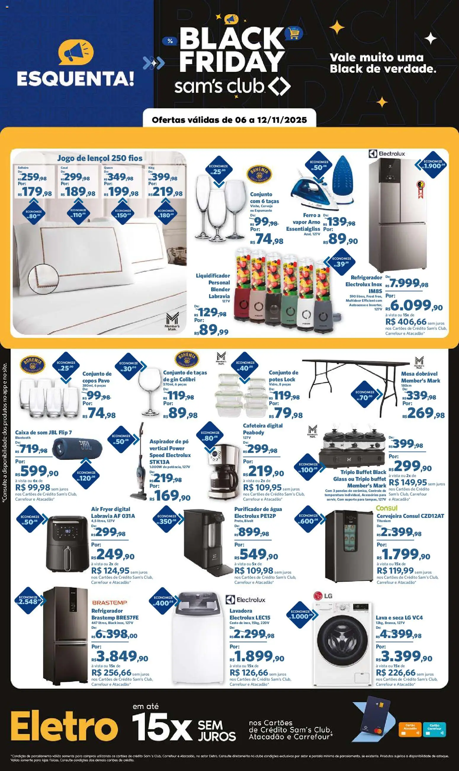 Sam's Club Folheto - válido de 06.11.2025 | Página: 1 | Produtos: Aspirador de pó, Refrigerador, Espumante, Lava e seca