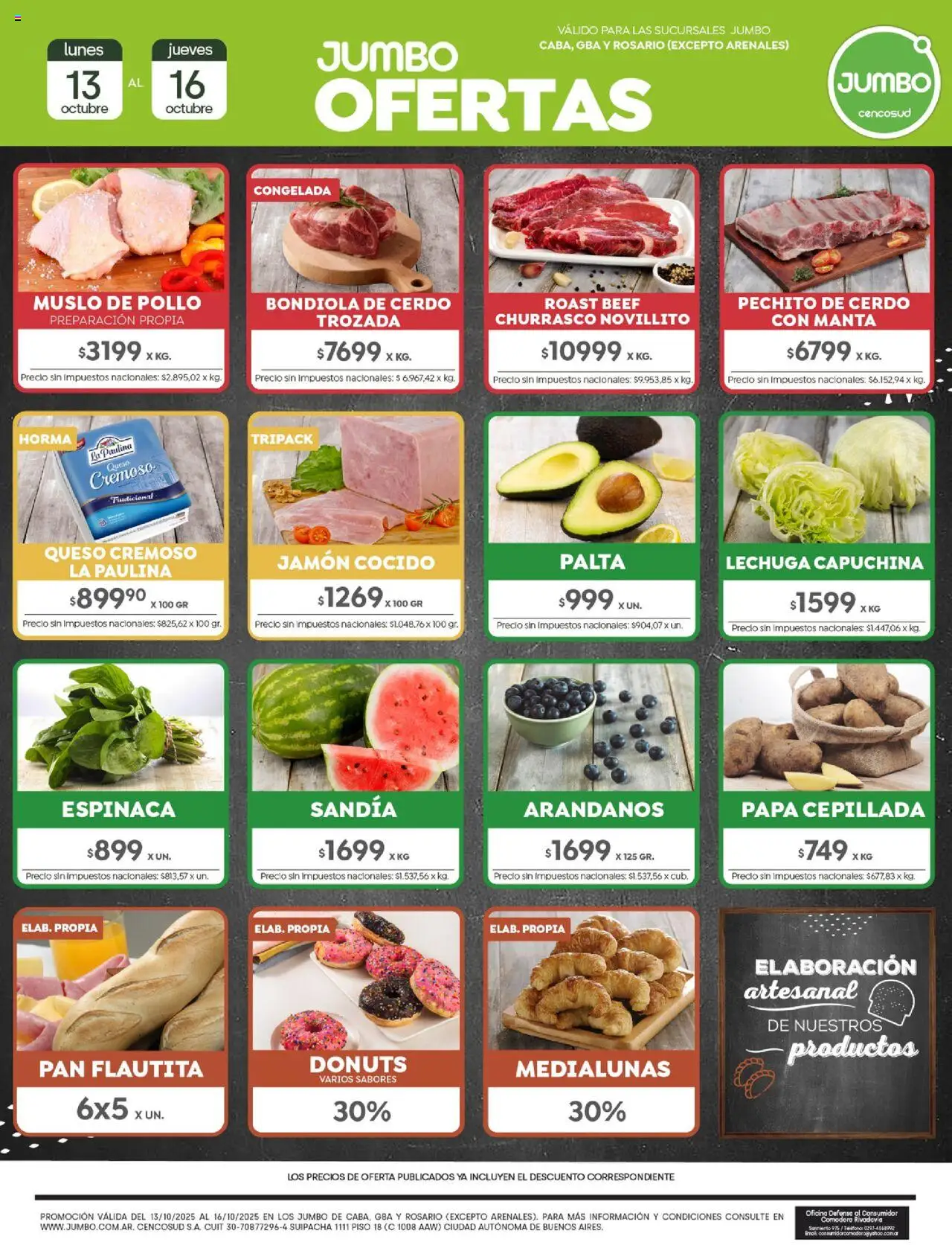 Jumbo - Ofertas | Bs As │ válido desde el 13.10.2025 | Página: 1 | Productos: Pollo, Palta, Jamón, Cerdo