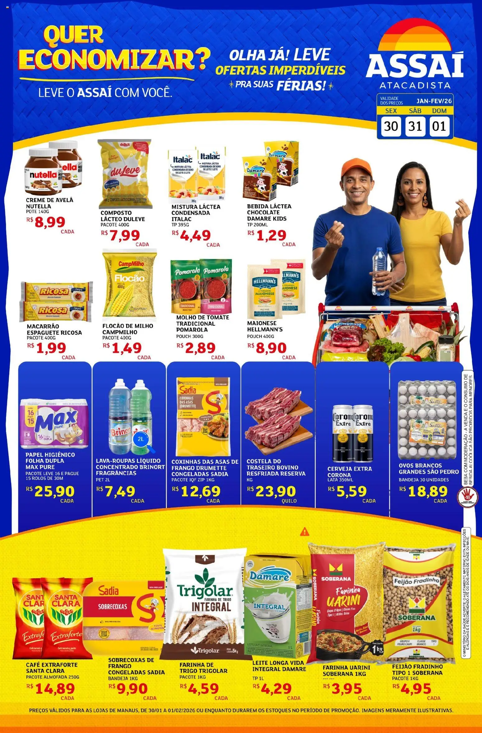 Assaí Atacadista Folheto - válido de 30.01.2026 | Página: 1 | Produtos: Molho de tomate, Almofada, Leite, Frango