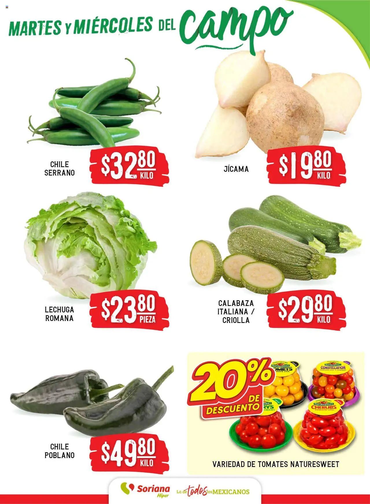 Nuevas ofertas de Soriana válidas en toda la República Mexicana desde el 19.08.2025. ¡Encuentra las mejores ofertas en Soriana folleto! | Página: 3 | Productos: Lechuga, Uva, Tomates