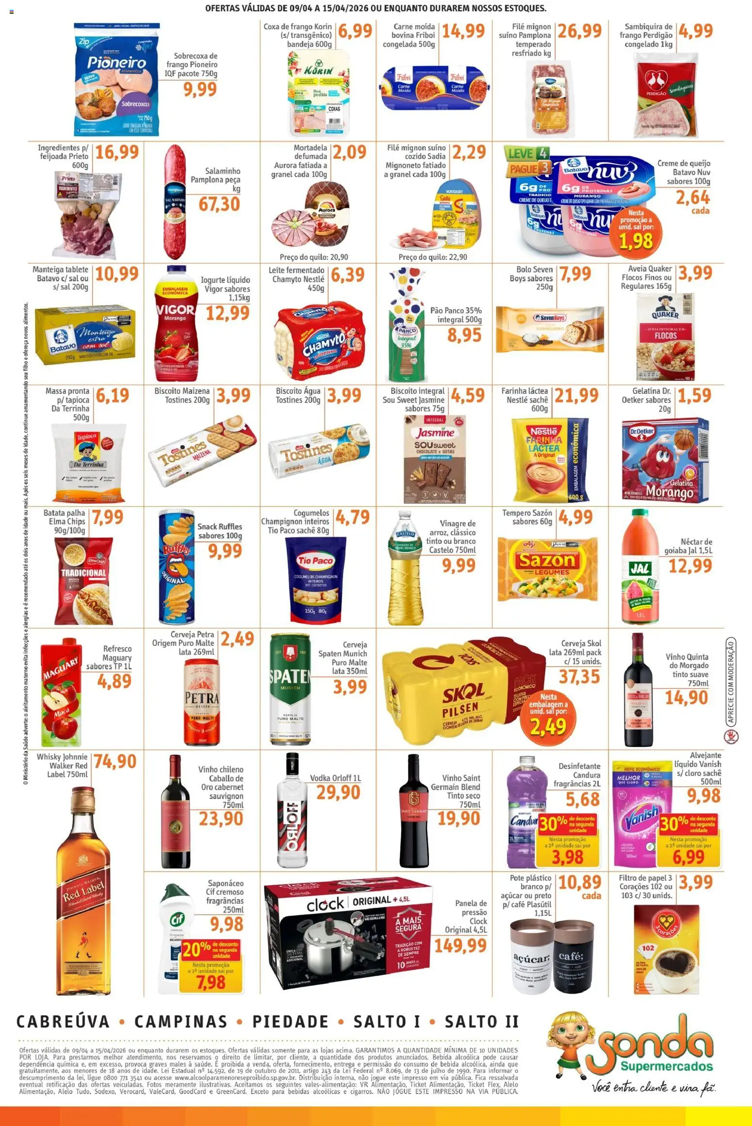 Sonda Folheto - válido de 09.04.2026 | Página: 2 | Produtos: Biscoito, Coxa de frango, Mortadela, Aveia