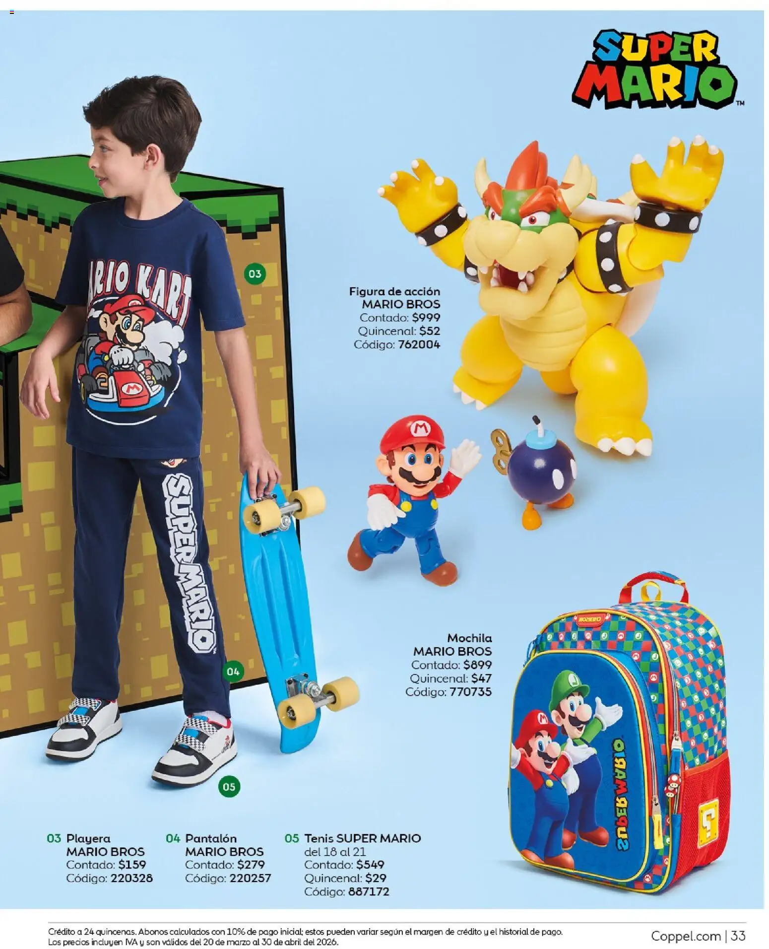 Nuevas ofertas de Coppel válidas en toda la República Mexicana desde el 01.03.2026. ¡Encuentra las mejores ofertas en Coppel catálogo Vacaciones Semana Santa! | Página: 33 | Productos: Tenis, Mochila, Playera