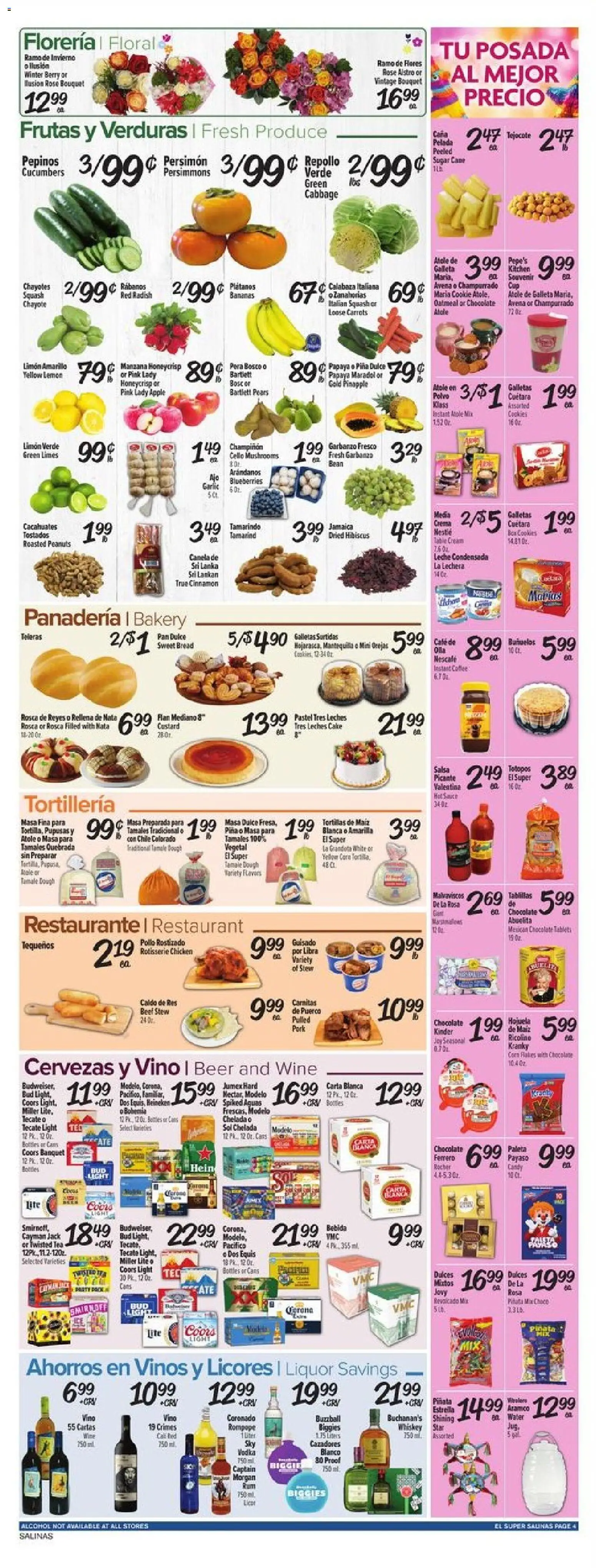 El Super Weekly Ad - valid from 10.12.2025 | Page: 4 | Products: Squash, Cucumbers, Sugar, Cabbage