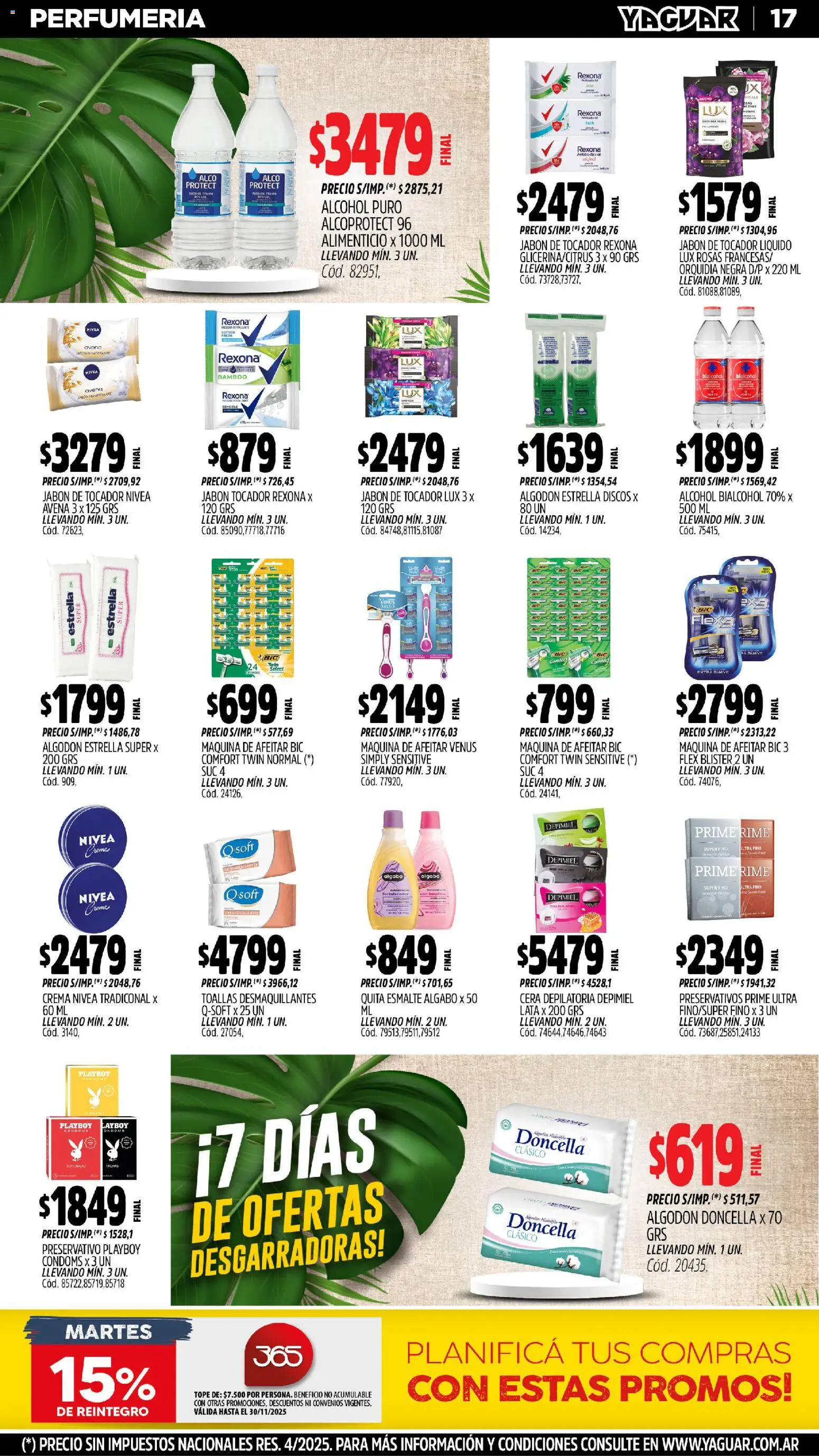 Yaguar - Parque Chacabuco │ válido desde el 03.11.2025 | Página: 19 | Productos: Maquina de afeitar, Avena, Cera, Preservativos