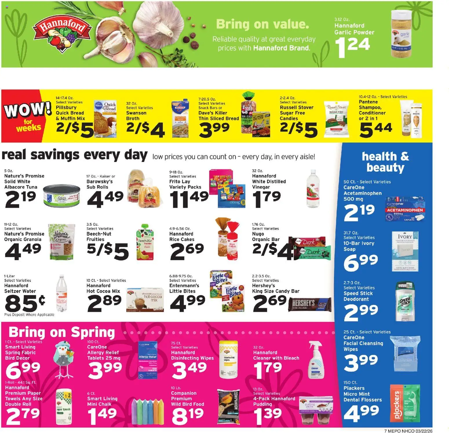 Hannaford Weekly Ad - valid from 22.03.2026 | Page: 7 | Products: Chocolate, Soap, Water, Sugar