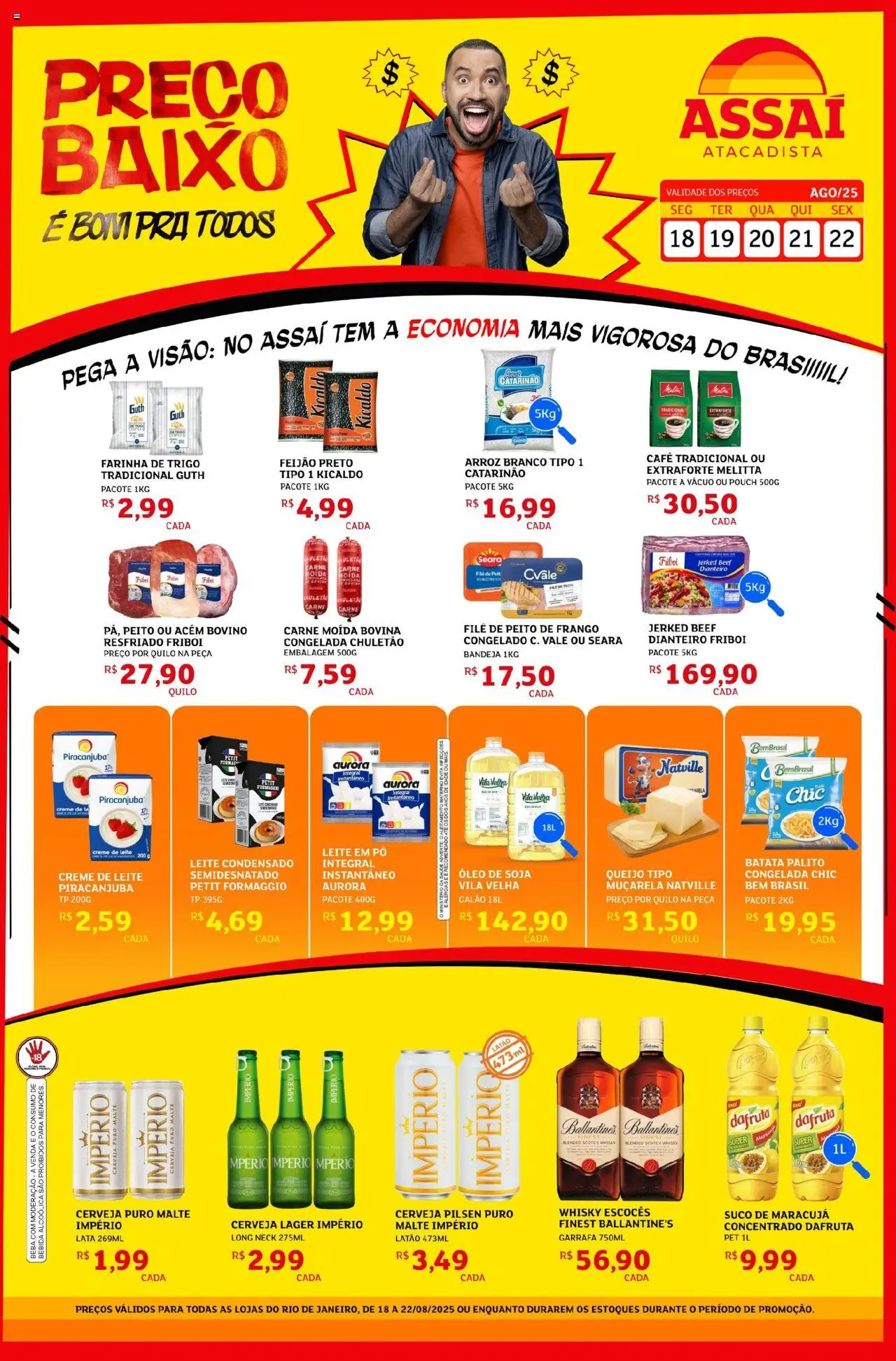 Assaí Atacadista Folheto - válido de 18.08.2025 | Página: 1 | Produtos: Café, Suco, Leite condensado, Carne moída