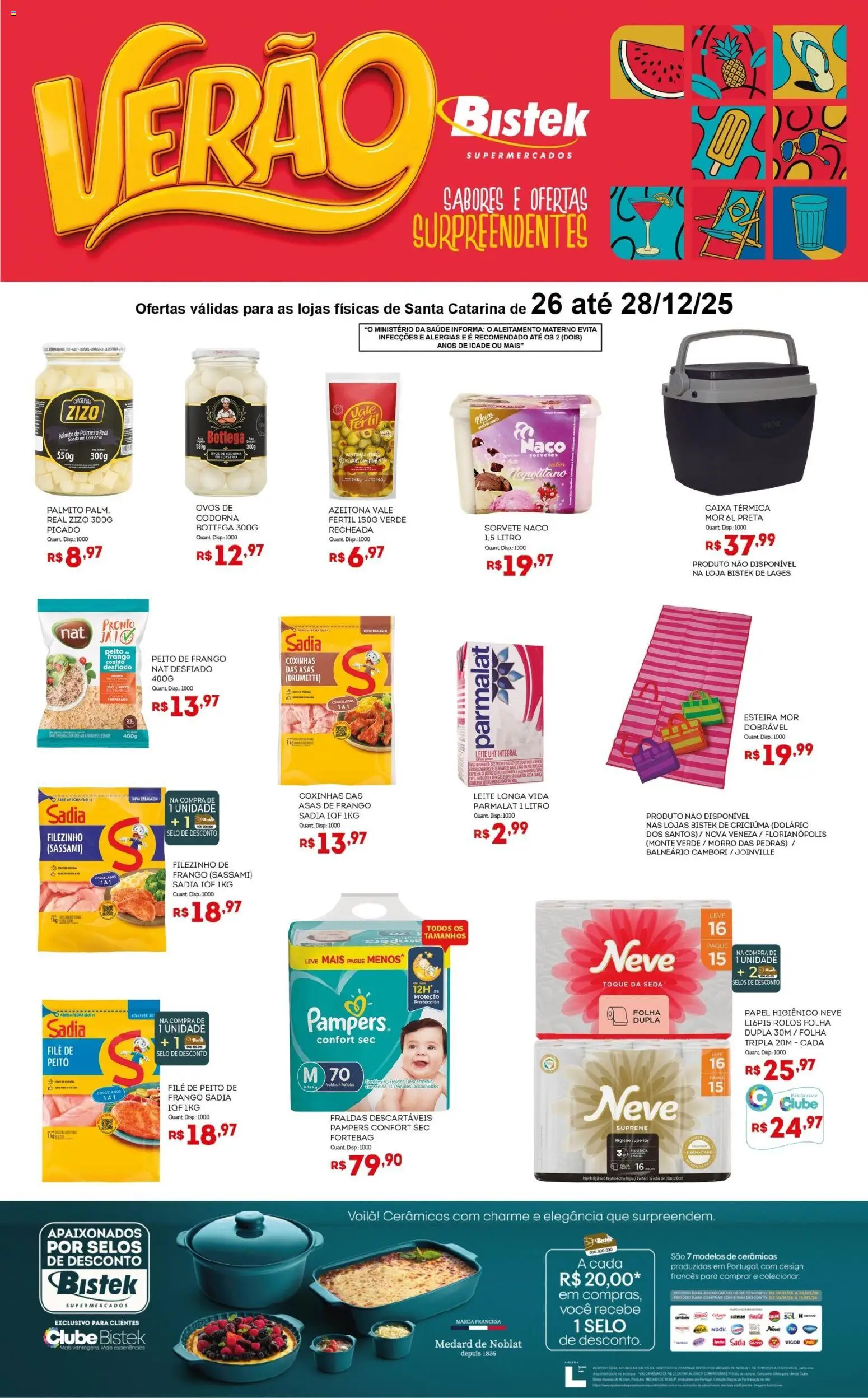 Bistek Supermercados Folheto - válido de 26.12.2025 | Página: 1 | Produtos: Leite, Ovos, Fraldas, Peito de frango