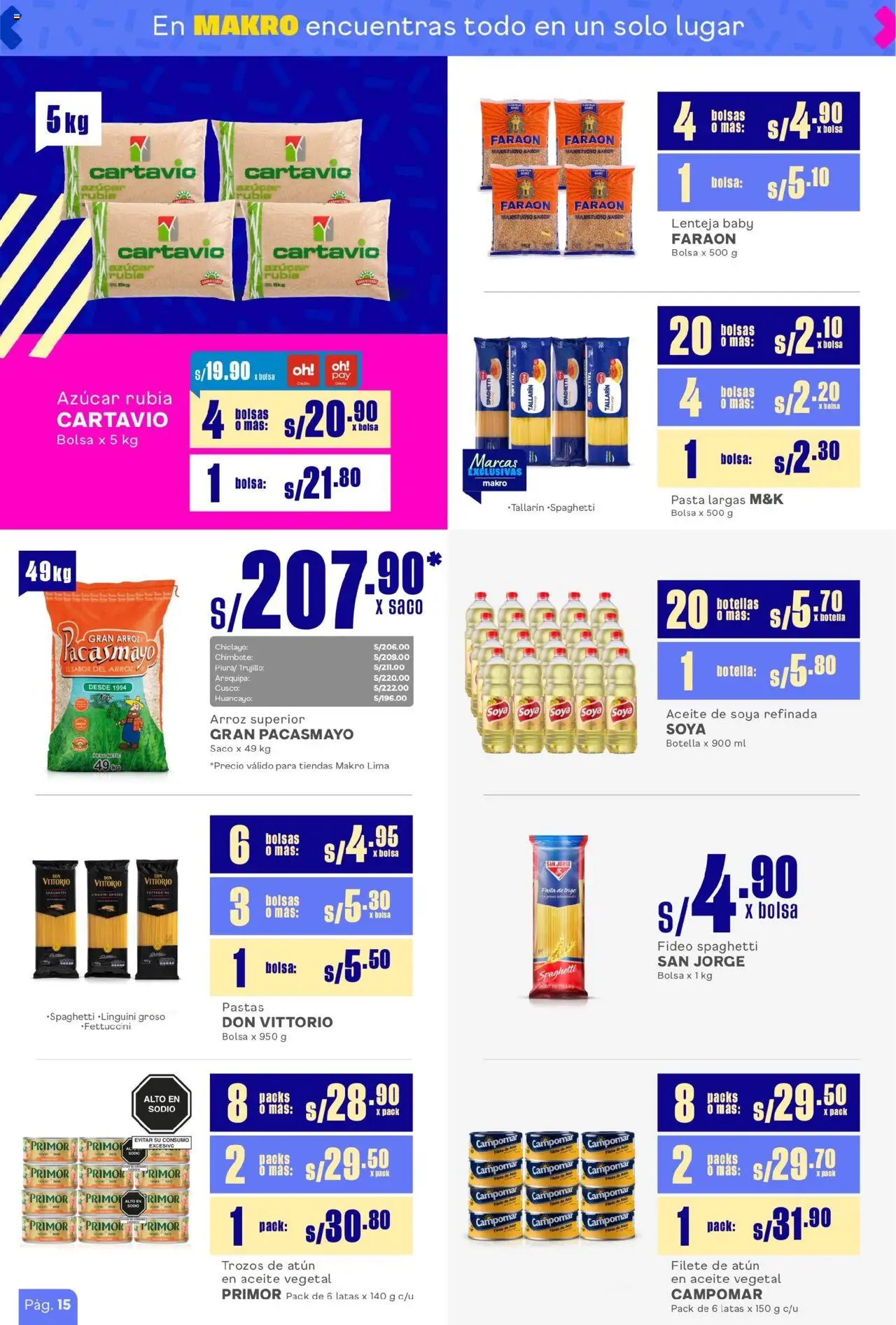 Catálogo Makro válido desde 31.07.2025 | Página: 2 | Productos: Aceite, Arroz, Saco, Bolsa