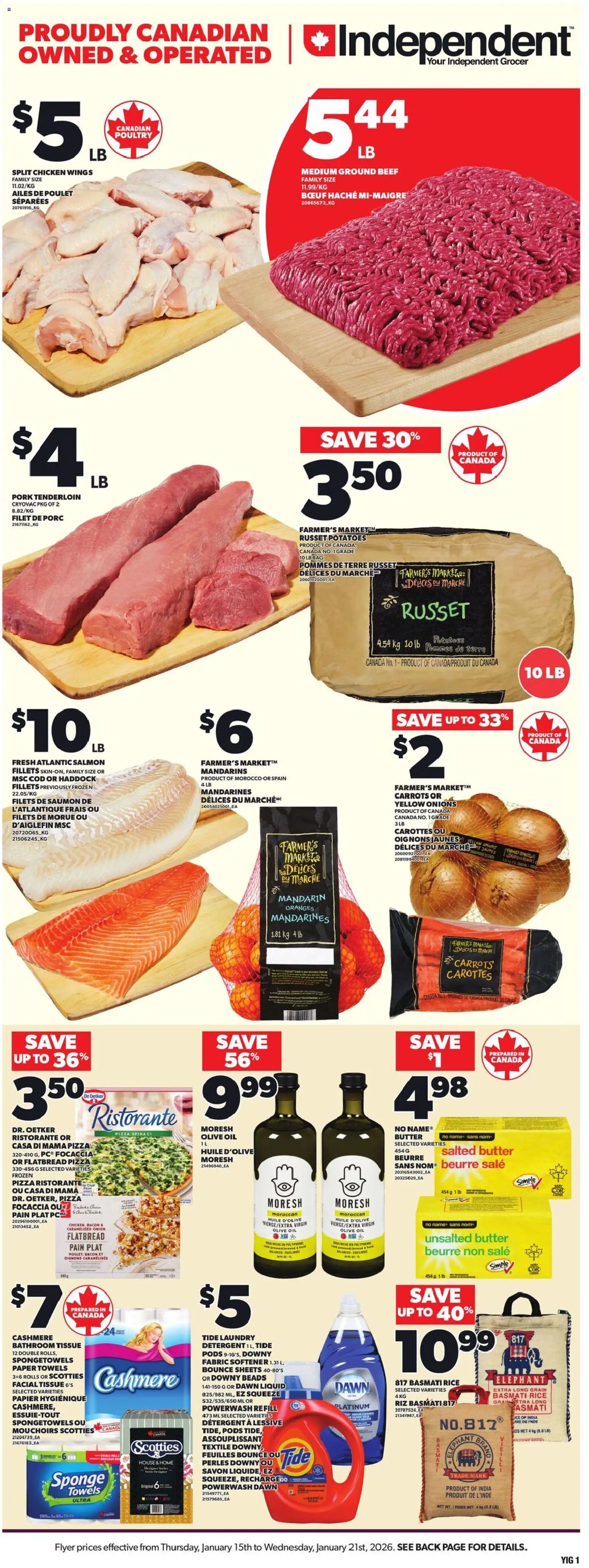 Independent Grocer flyer valid from 15.01.2026 | Page: 3 | Products: Sponge, Detergent, Butter, Oil