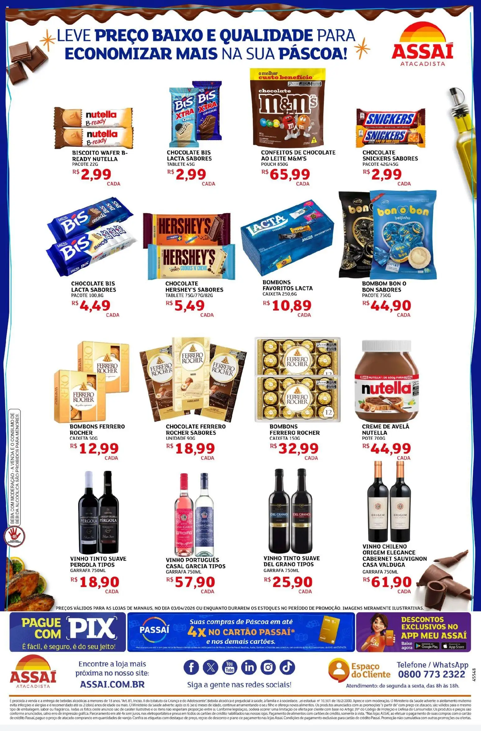 Assaí Atacadista Folheto - válido de 03.04.2026 | Página: 2 | Produtos: Leite, Base, Ferrero Rocher, Avelã
