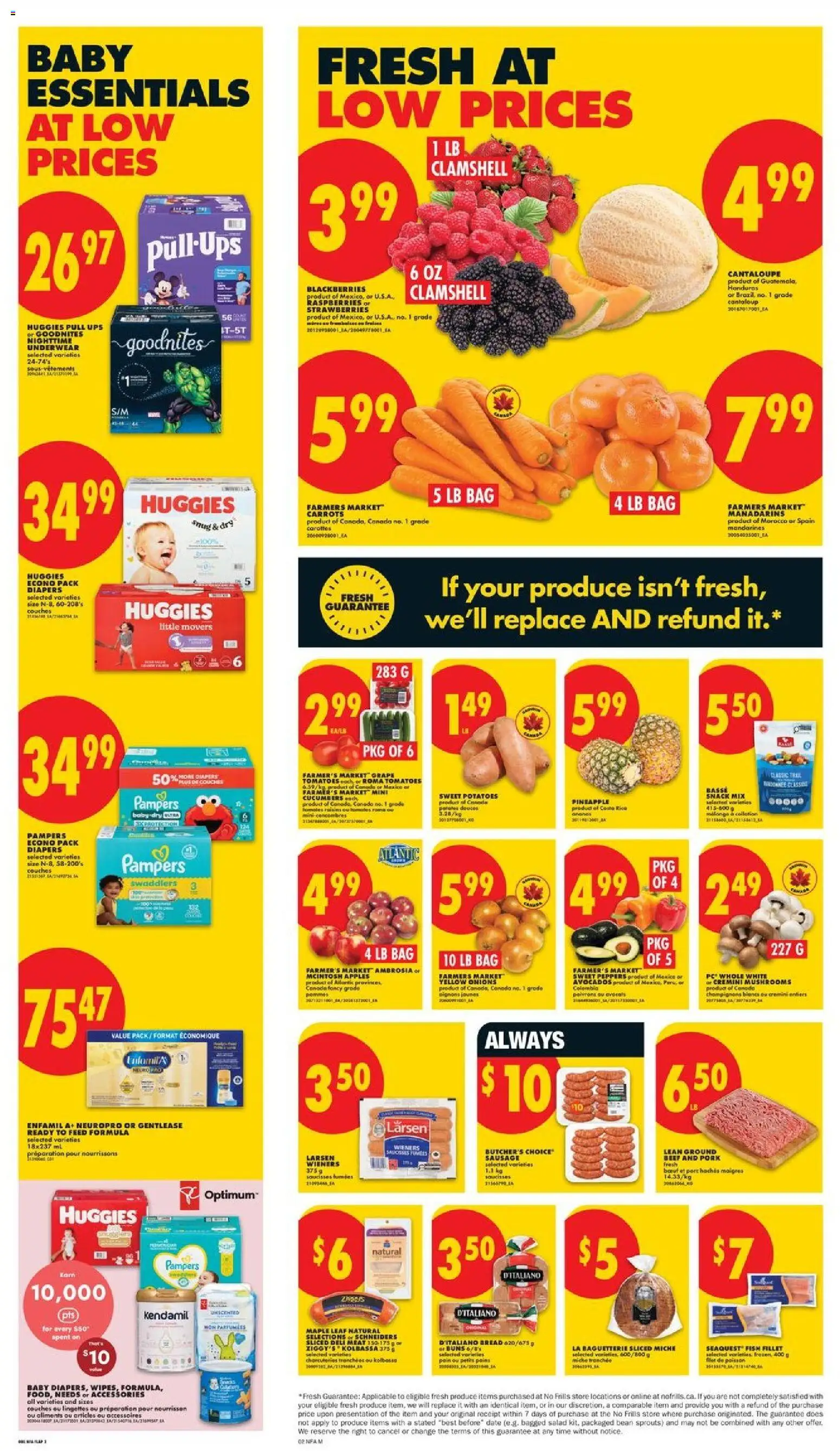 No Frills flyer valid from 19.03.2026 | Page: 3 | Products: Fish, Beef, Pork, Apples