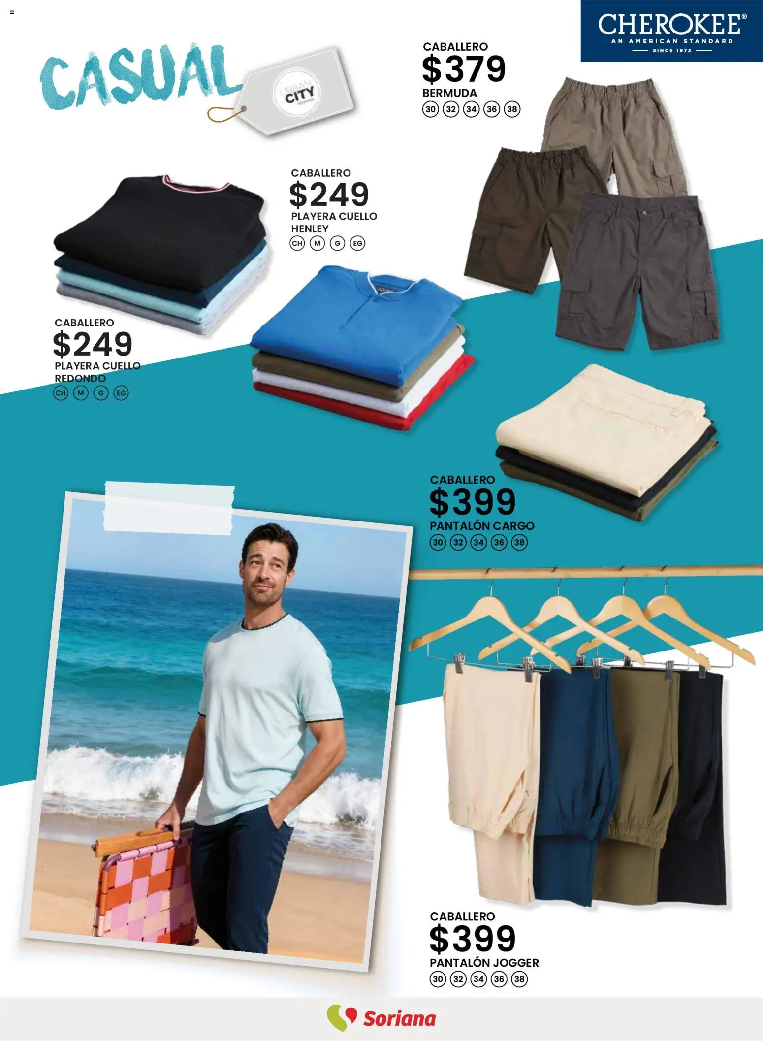 Nuevas ofertas de Soriana válidas en toda la República Mexicana desde el 12.03.2026. ¡Encuentra las mejores ofertas en Soriana - Catálogo Primavera Verano Híper Nacional! | Página: 24 | Productos: Playera, Bermuda