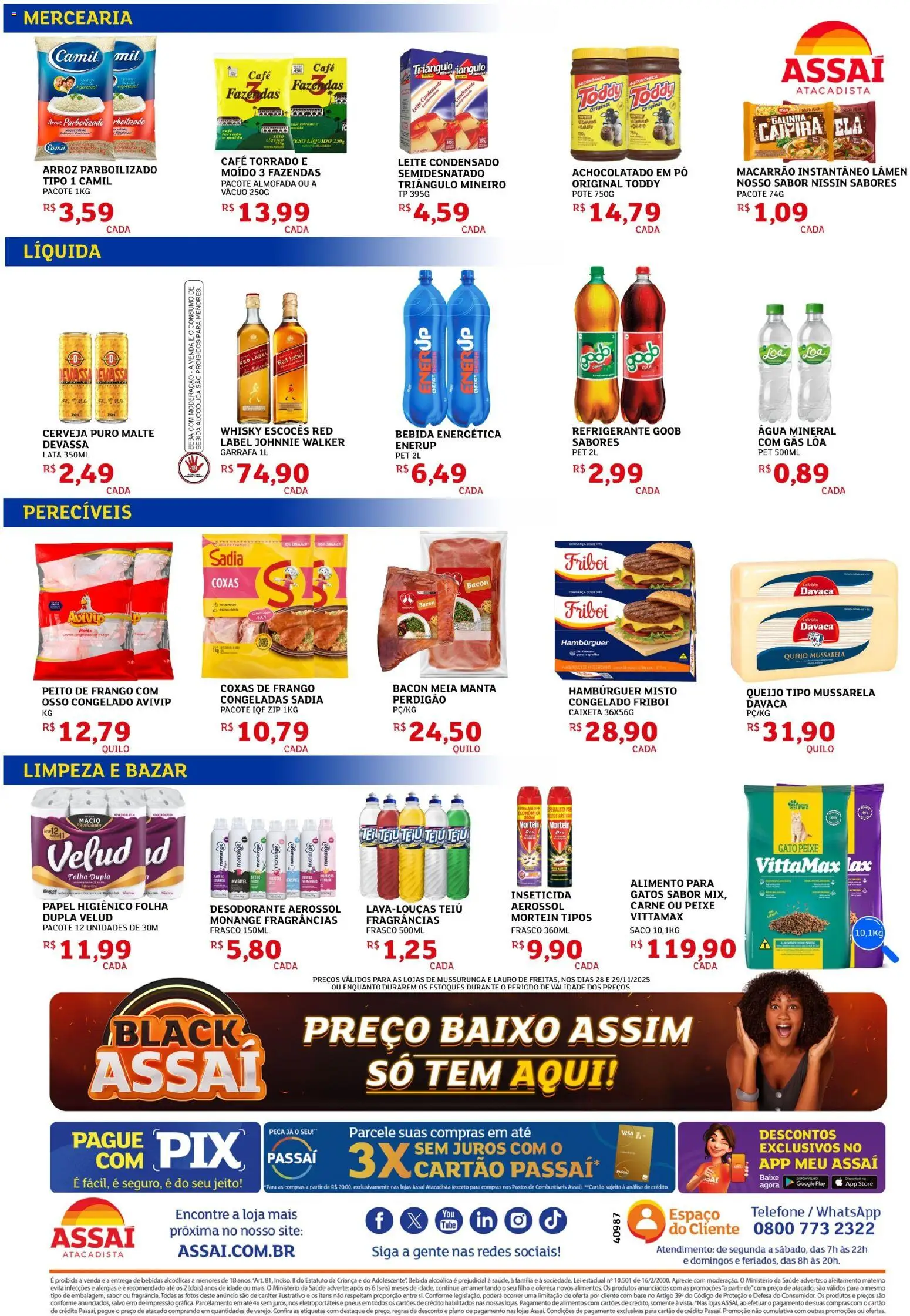 Assaí Atacadista Folheto - válido de 28.11.2025 | Página: 2 | Produtos: Carne, Telefone, Pá, Inseticida