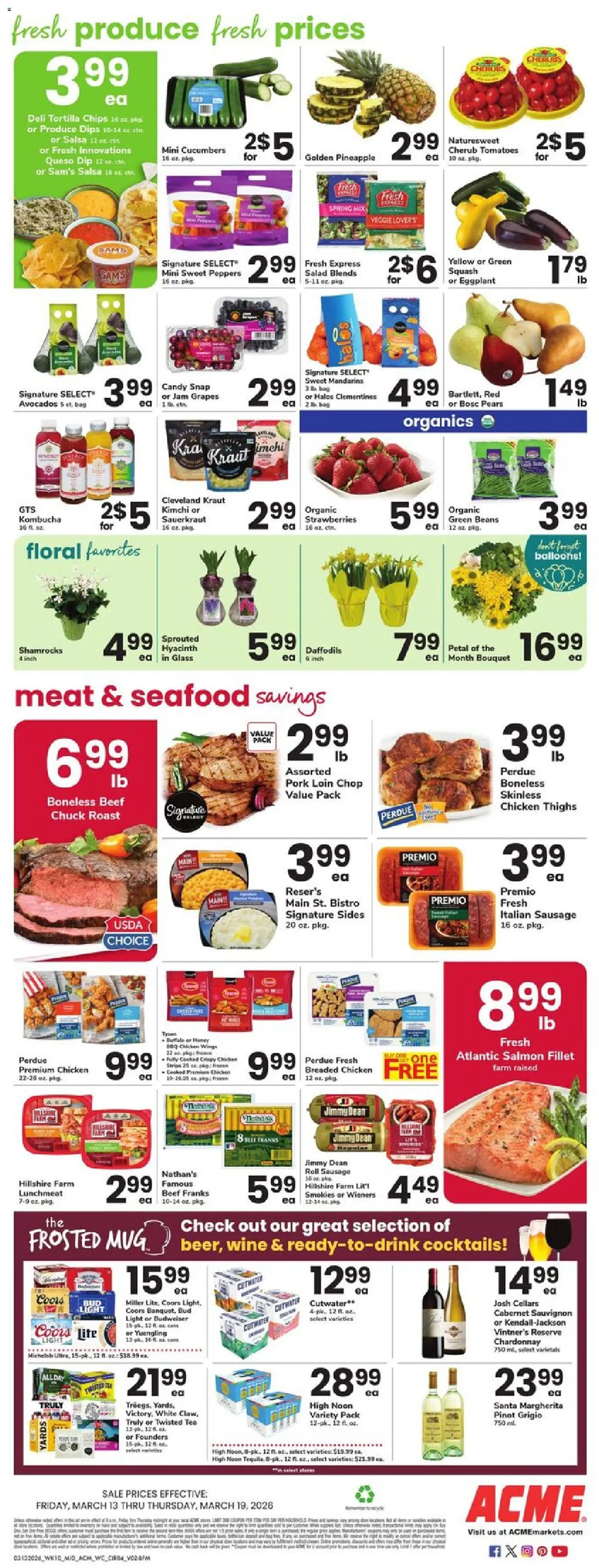 Acme Weekly Ad - valid from 13.03.2026 | Page: 4 | Products: Pineapple, Cucumbers, Seafood, Bag