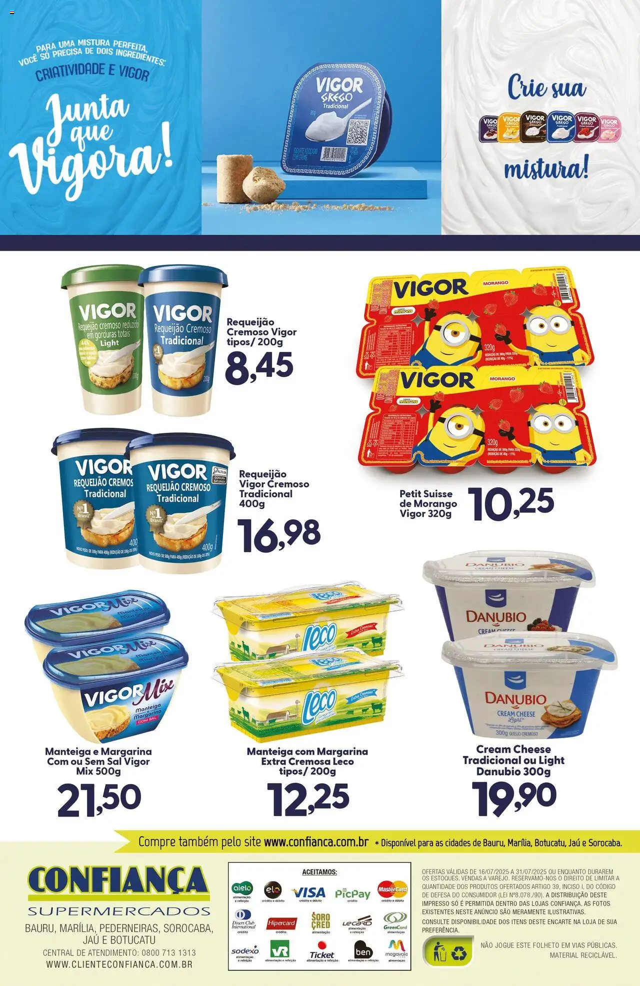 Confiança Folheto - válido de 16.07.2025 | Página: 2 | Produtos: Manteiga, Queijo, Cream cheese, Creme