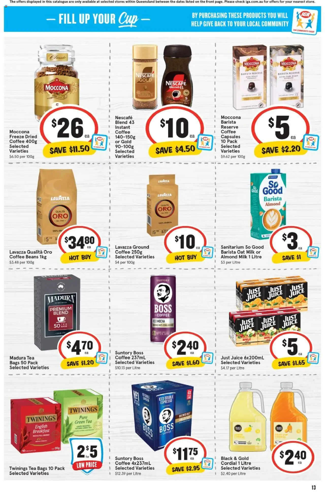 IGA catalogue - valid from 13.08.2025 | Page: 14 | Products: Milk, Tea, Lemon, Moccona