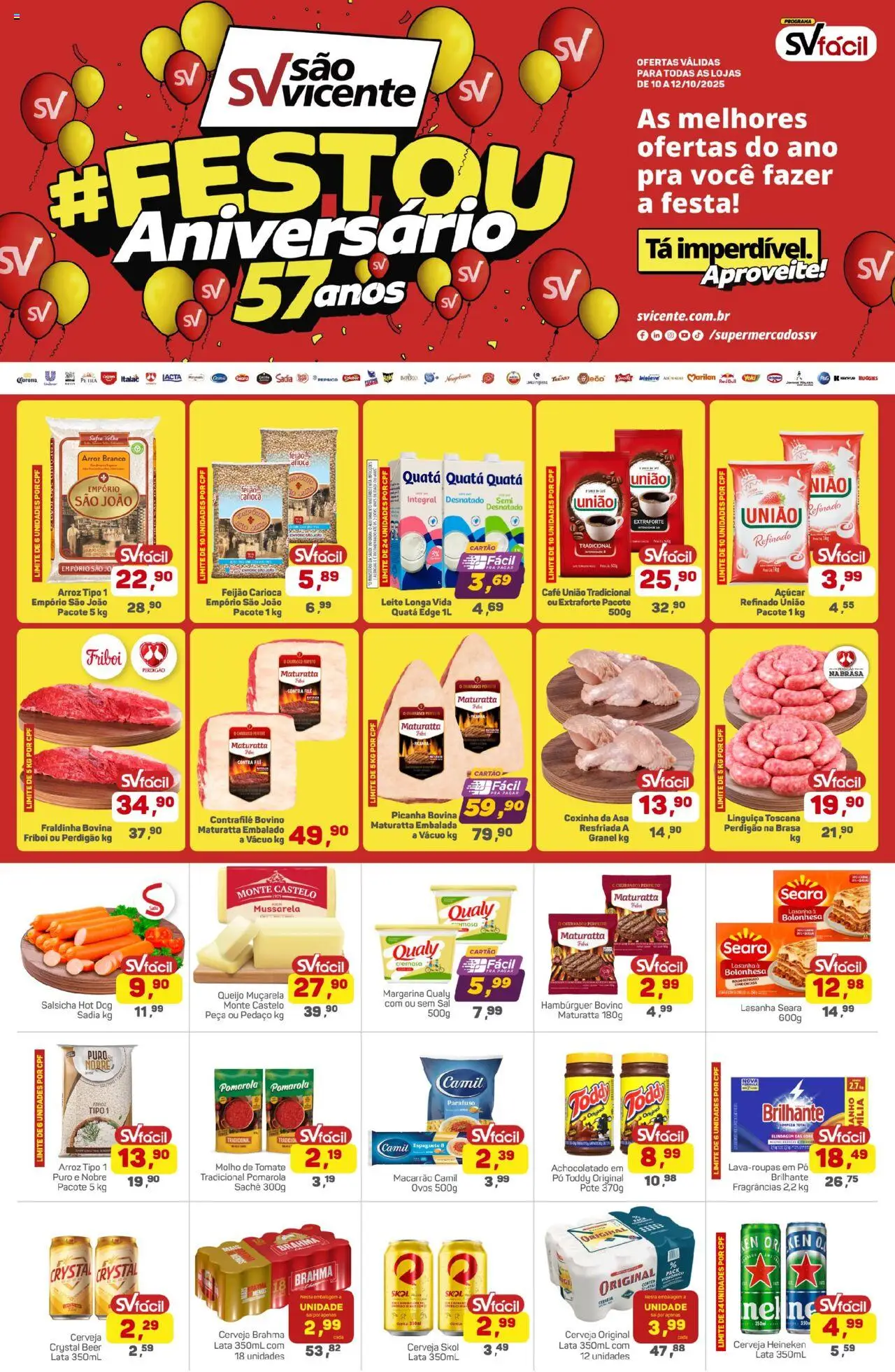 Supermercados São Vicente Folheto - válido de 10.10.2025 | Página: 1 | Produtos: Espaguete, Salsicha, Ovos, Sal