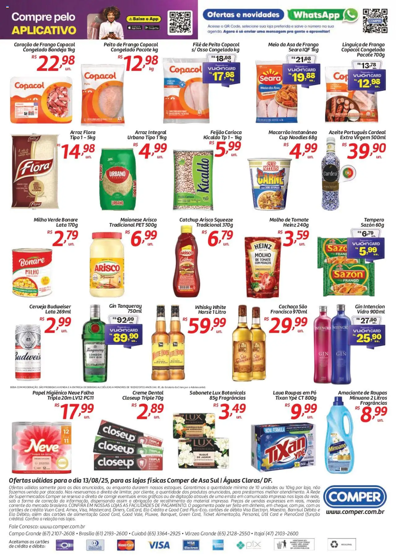 Comper Folheto - válido de 13.08.2025 | Página: 2 | Produtos: Molho de tomate, Macarrão, Amêndoas, Frango
