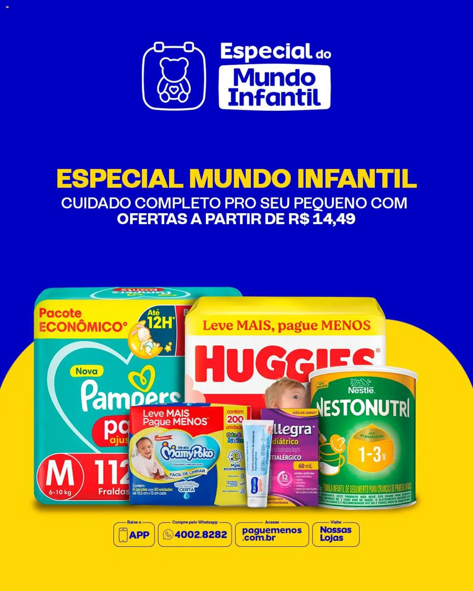 Pague Menos Folheto - válido de 13.04.2026 | Página: 1 | Produtos: Pampers, Fórmula infantil, Fraldas