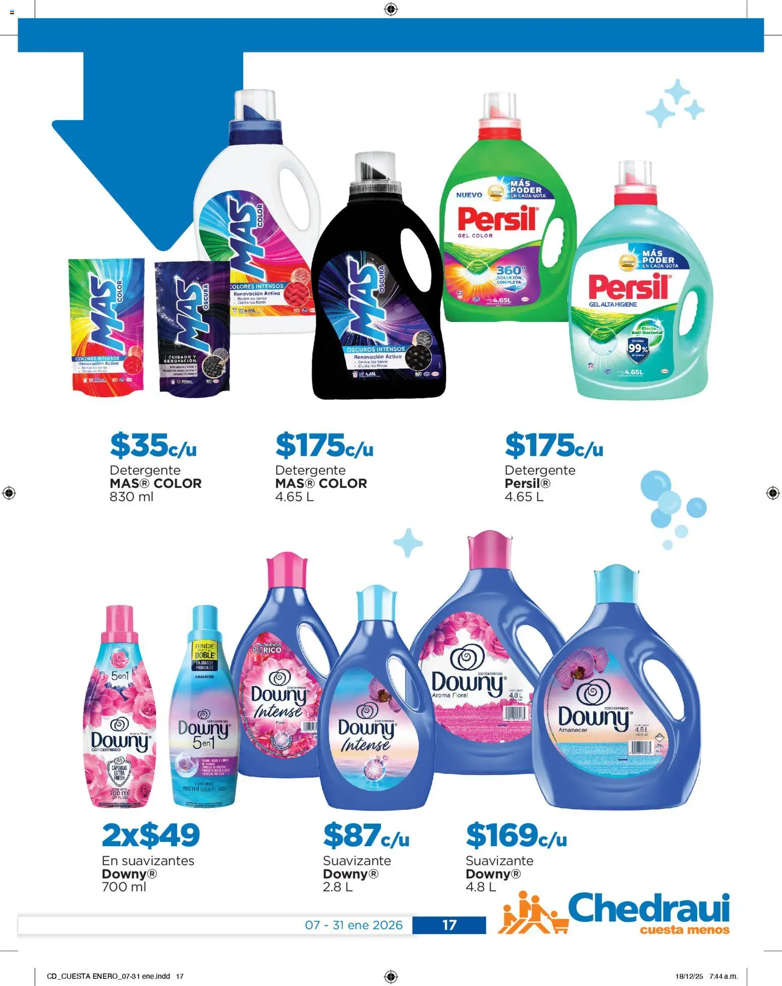 Nuevas ofertas de Chedraui válidas en toda la República Mexicana desde el 07.01.2026. ¡Encuentra las mejores ofertas en Chedraui folleto Cuesta menos llevarte más! | Página: 17 | Productos: Detergente, Suavizante