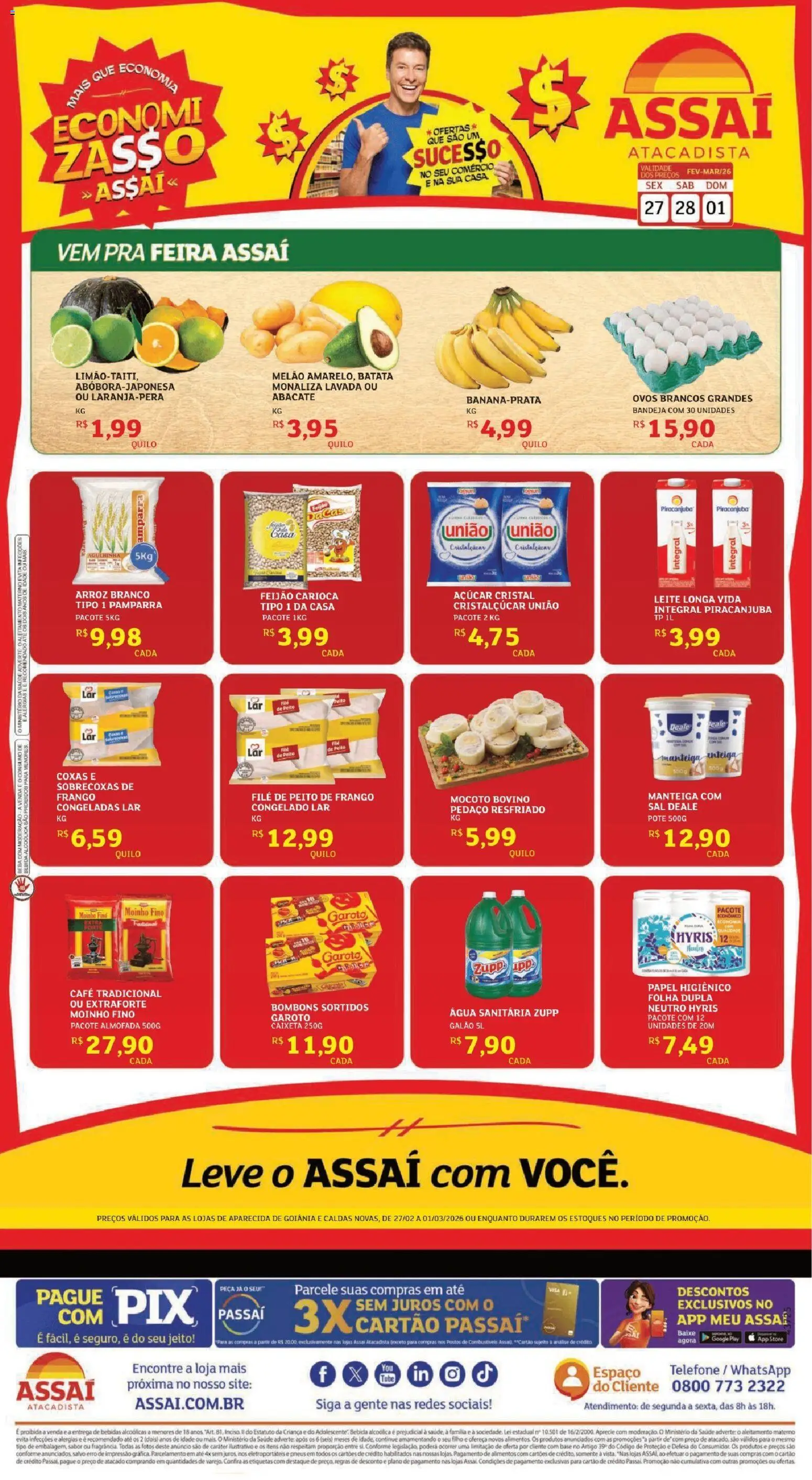 Assaí Atacadista Folheto - válido de 27.02.2026 | Página: 1 | Produtos: Pneus, Bandeja, Sal, Frango