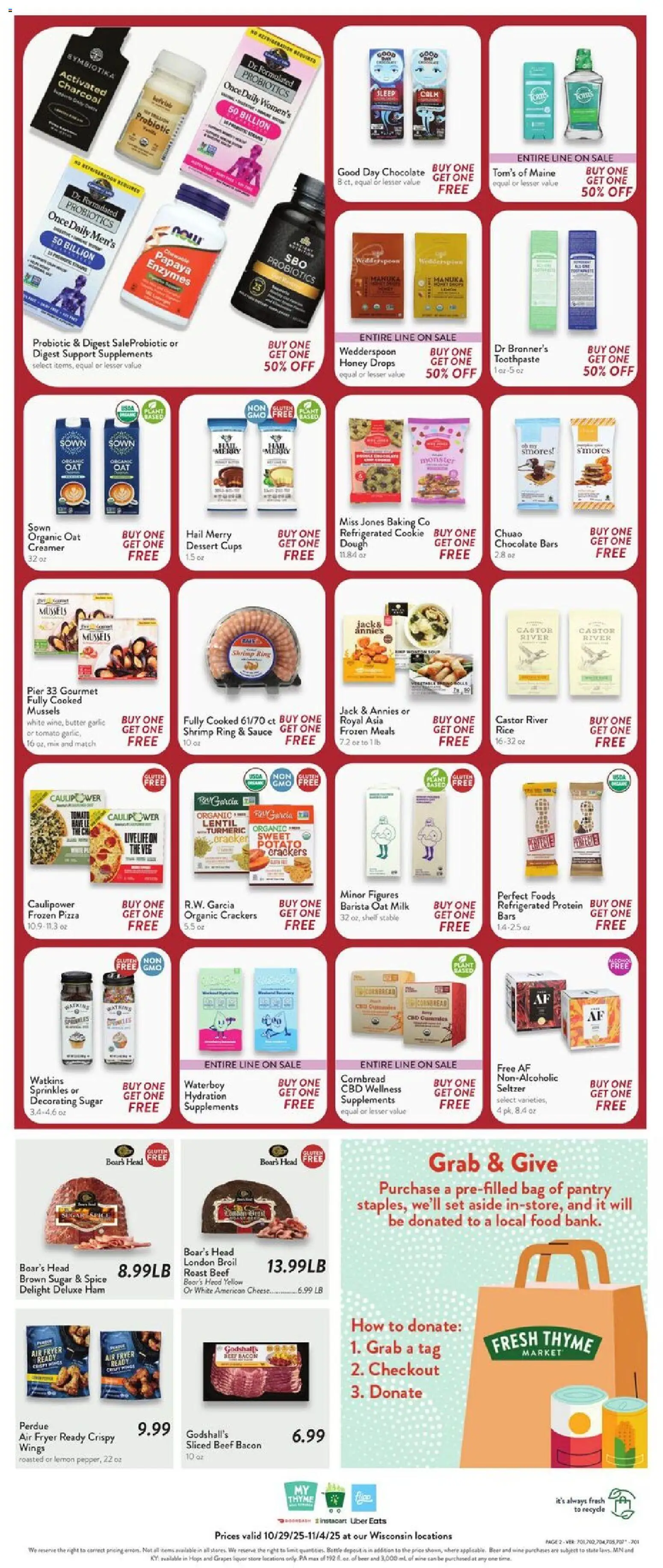 Fresh Thyme Weekly Ad - WI - valid from 29.10.2025 | Page: 4 | Products: Ring, Sauce, Sugar, Lemon