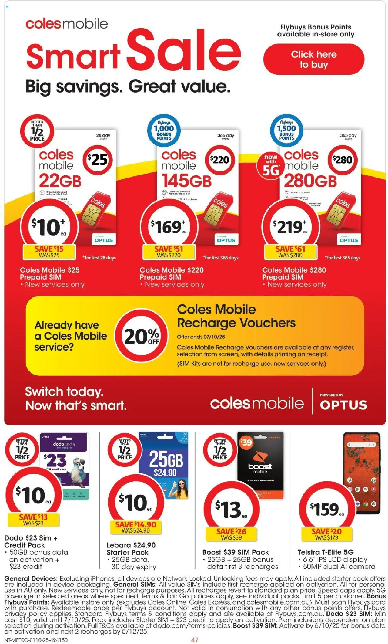 Coles catalogue - valid from 01.10.2025 | Page: 47 | Products: Kits, Device, Camera, Mobile