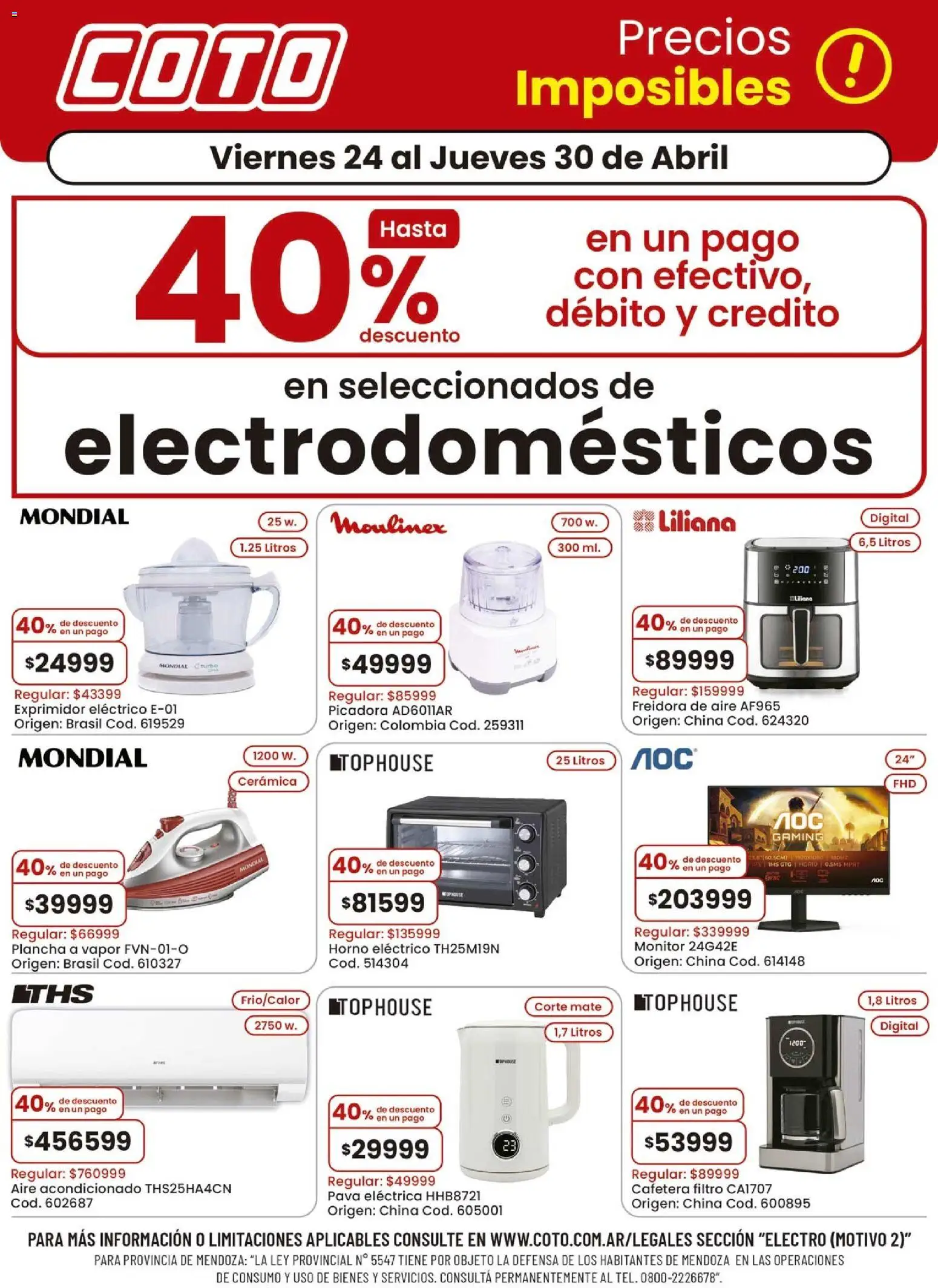 Coto - Electro Motivo B │ válido desde el 24.04.2026 | Página: 1 | Productos: Monitor, Cafetera, Freidora de aire, Plancha