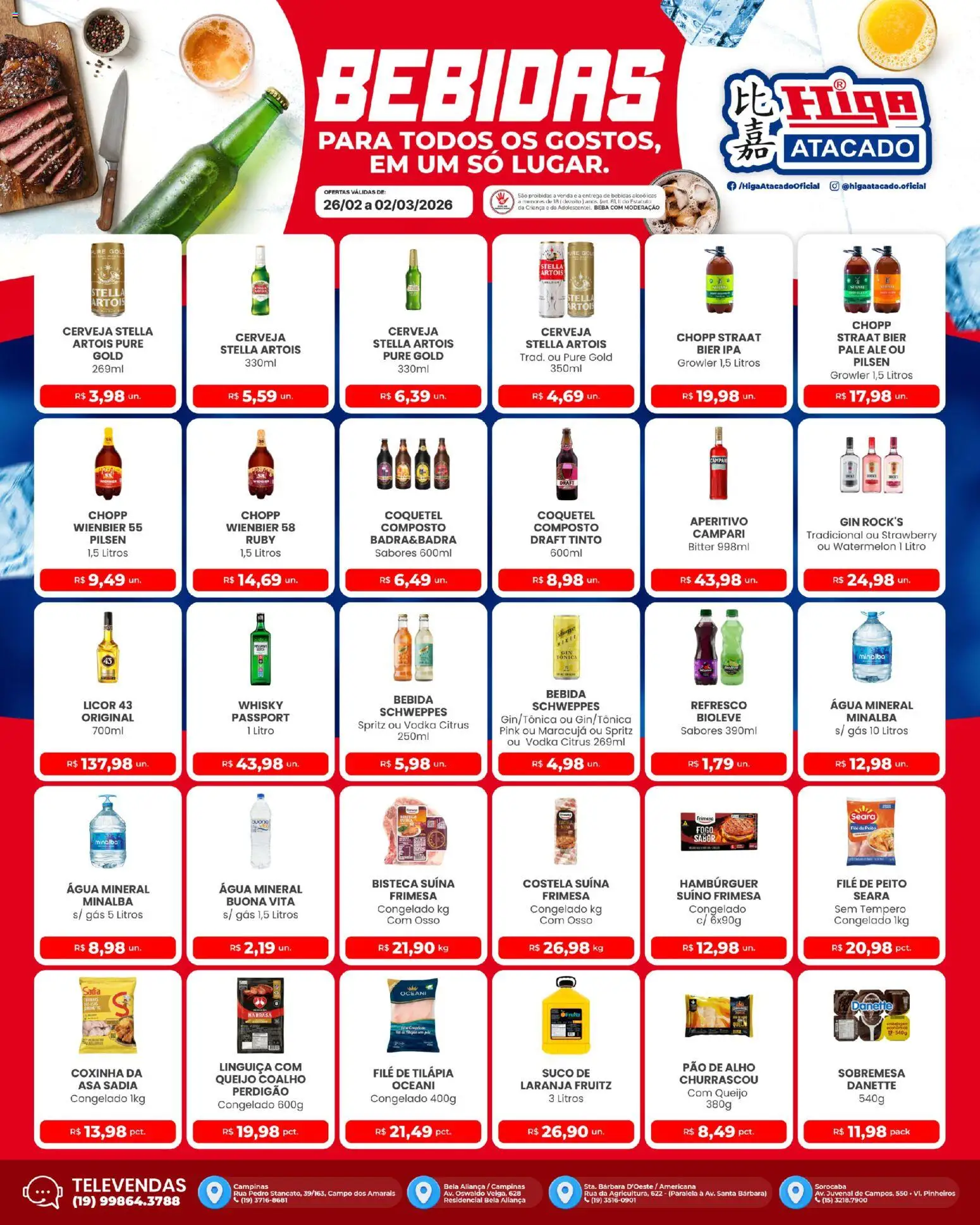 Higa Atacado Folheto - válido de 26.02.2026 | Página: 3 | Produtos: Alho, Linguiça, Suco, Cerveja