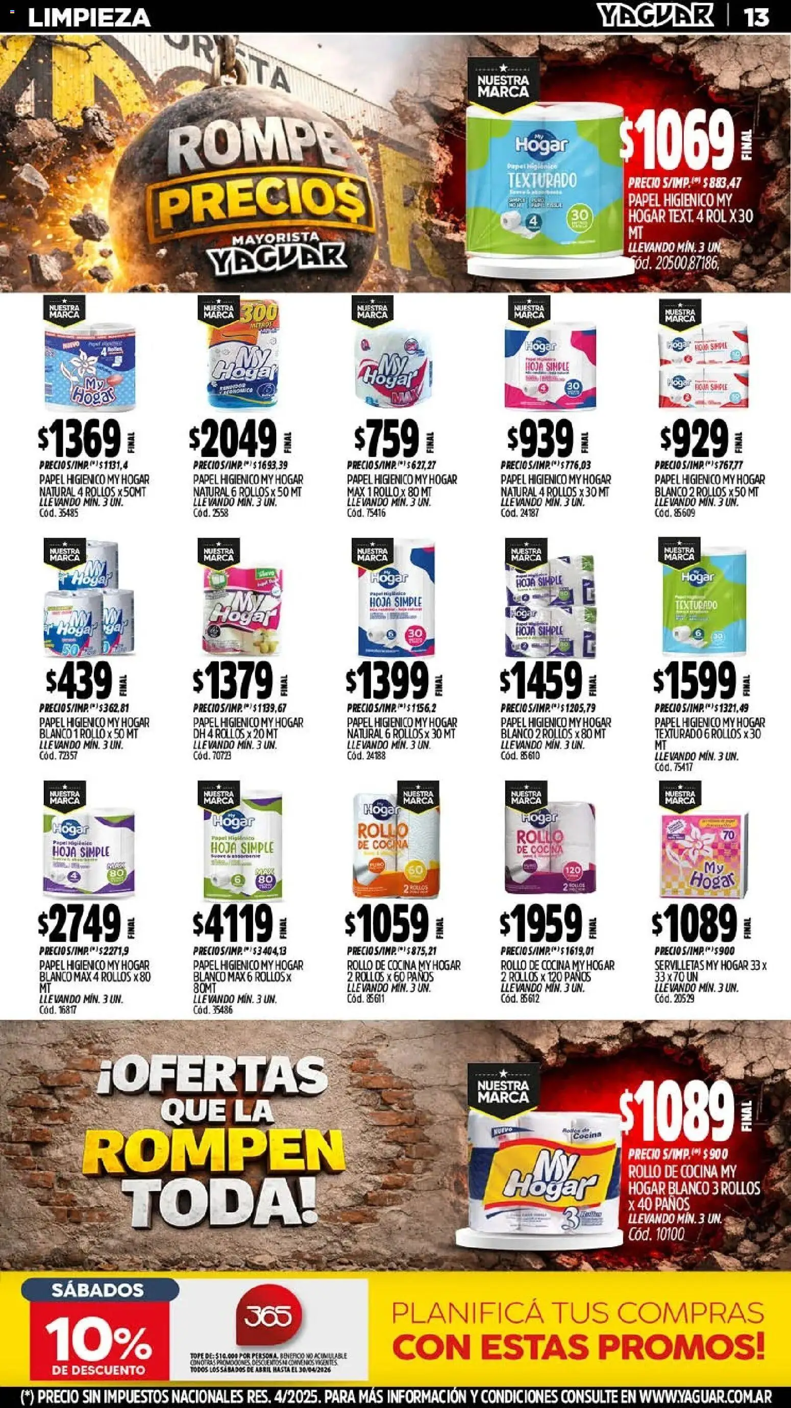 Yaguar - Oferta Semanal San Juan │ válido desde el 20.04.2026 | Página: 14 | Productos: Papel higiénico, Cocina, Servilletas