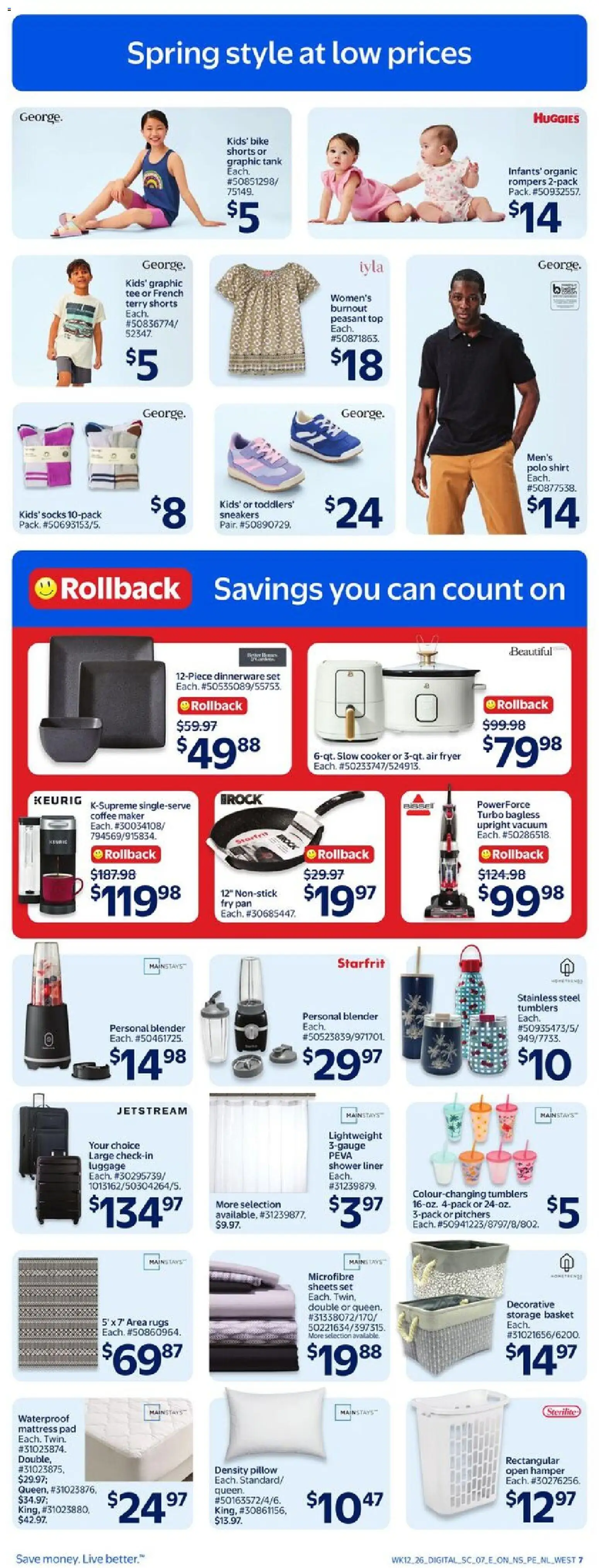 Walmart flyer valid from 16.04.2026 | Page: 10 | Products: Luggage, Cooker, Mattress, Pillow