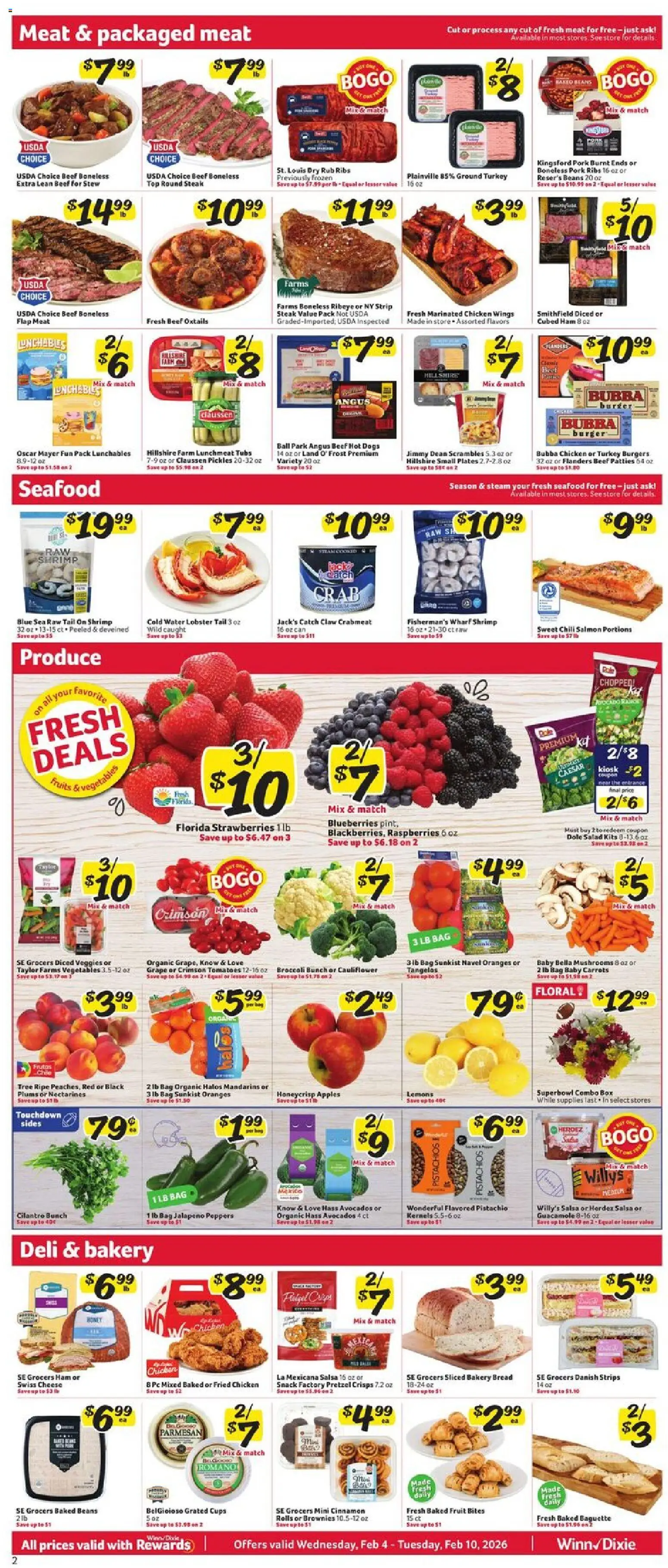 Winn Dixie Weekly Circular - GA - valid from 04.02.2026 | Page: 4 | Products: Peppers, Beef, Strawberries, Blueberries